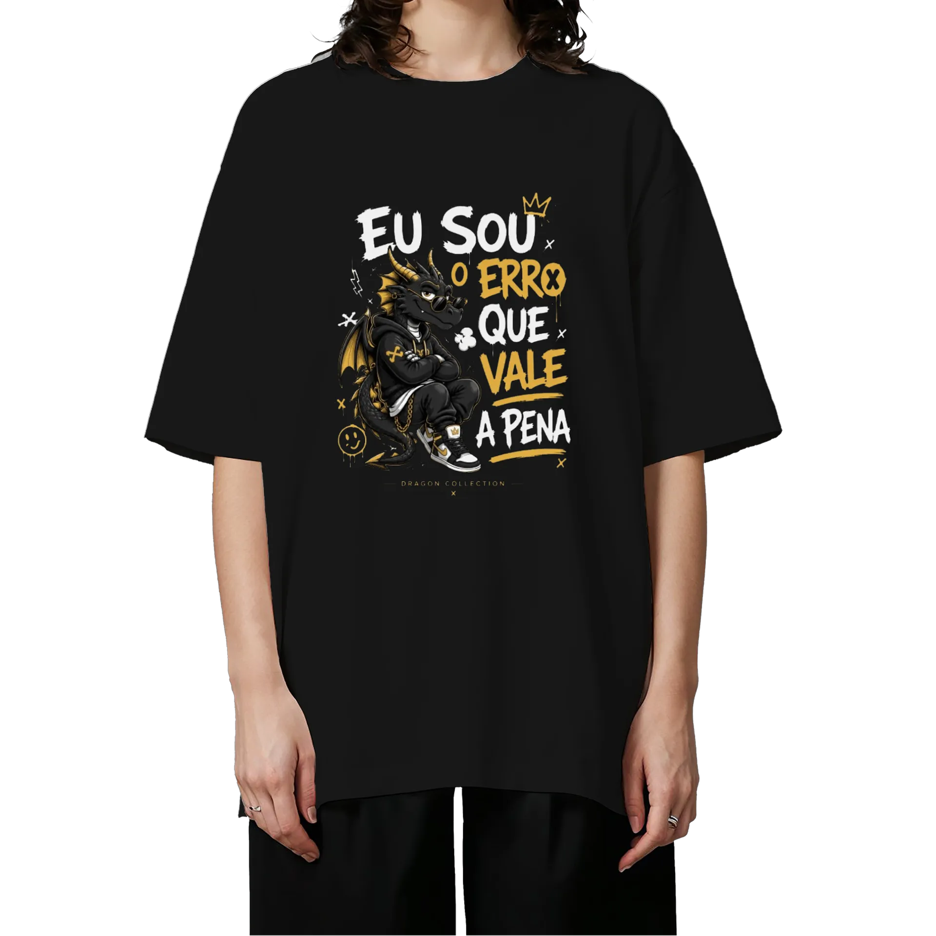 Camiseta Oversized Dragão Estilizado 100% Algodão - Imagem 3