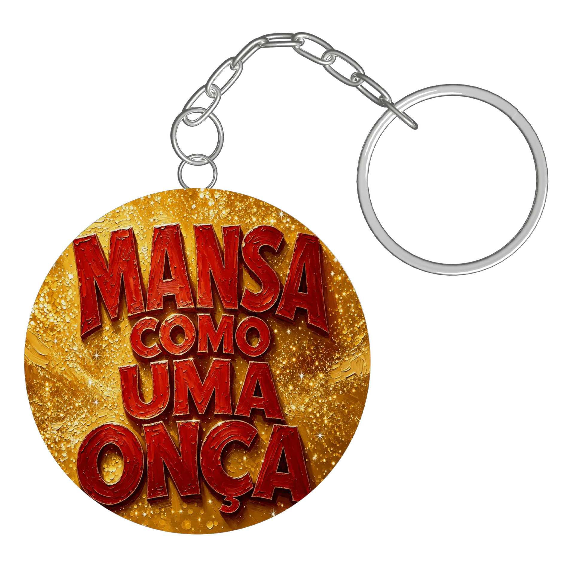 Chaveiro MDF Estampa Mensagem Umçã Onça tema letras - Imagem 2