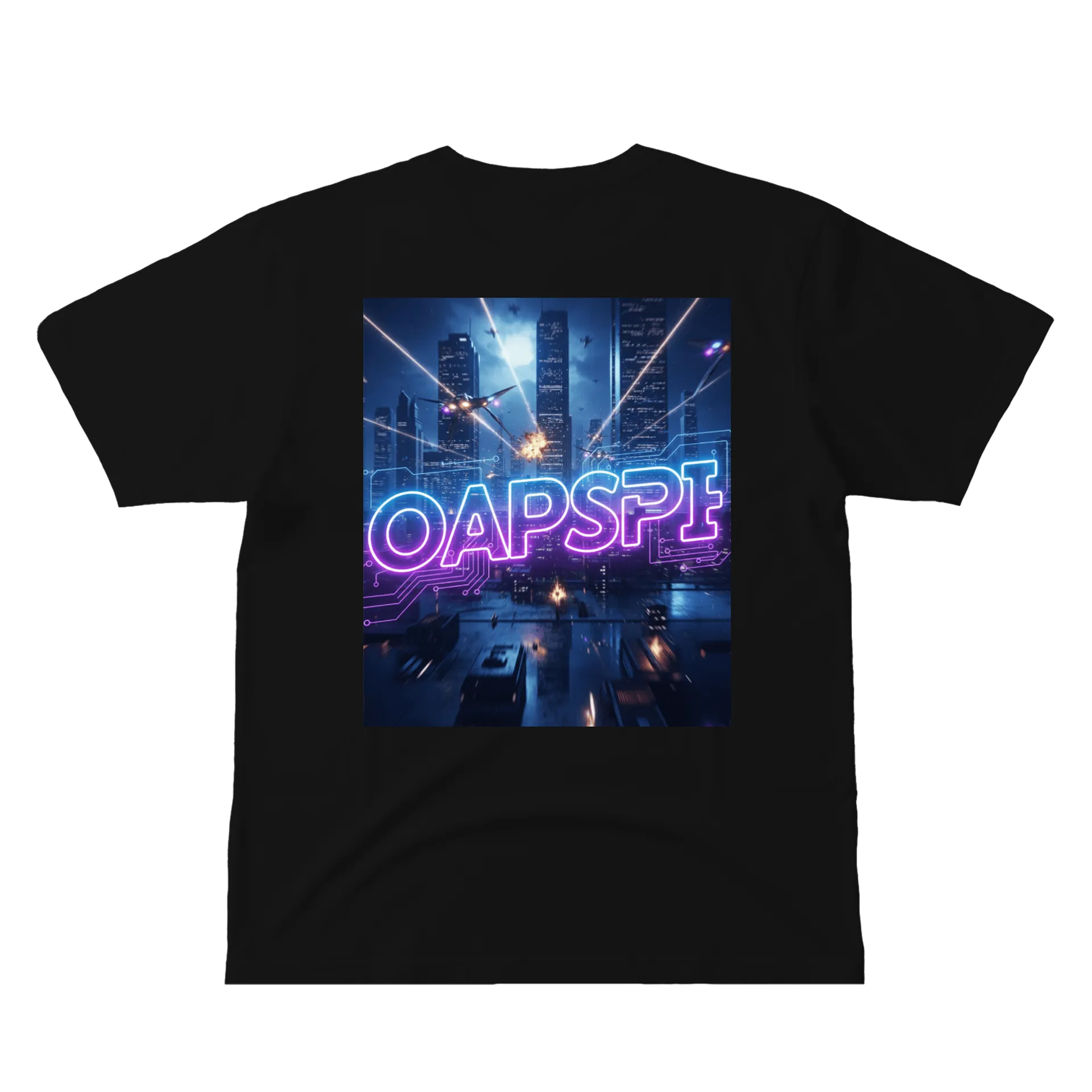 Camiseta Estampa Neon Futurista 100% Algodão de Oapspe