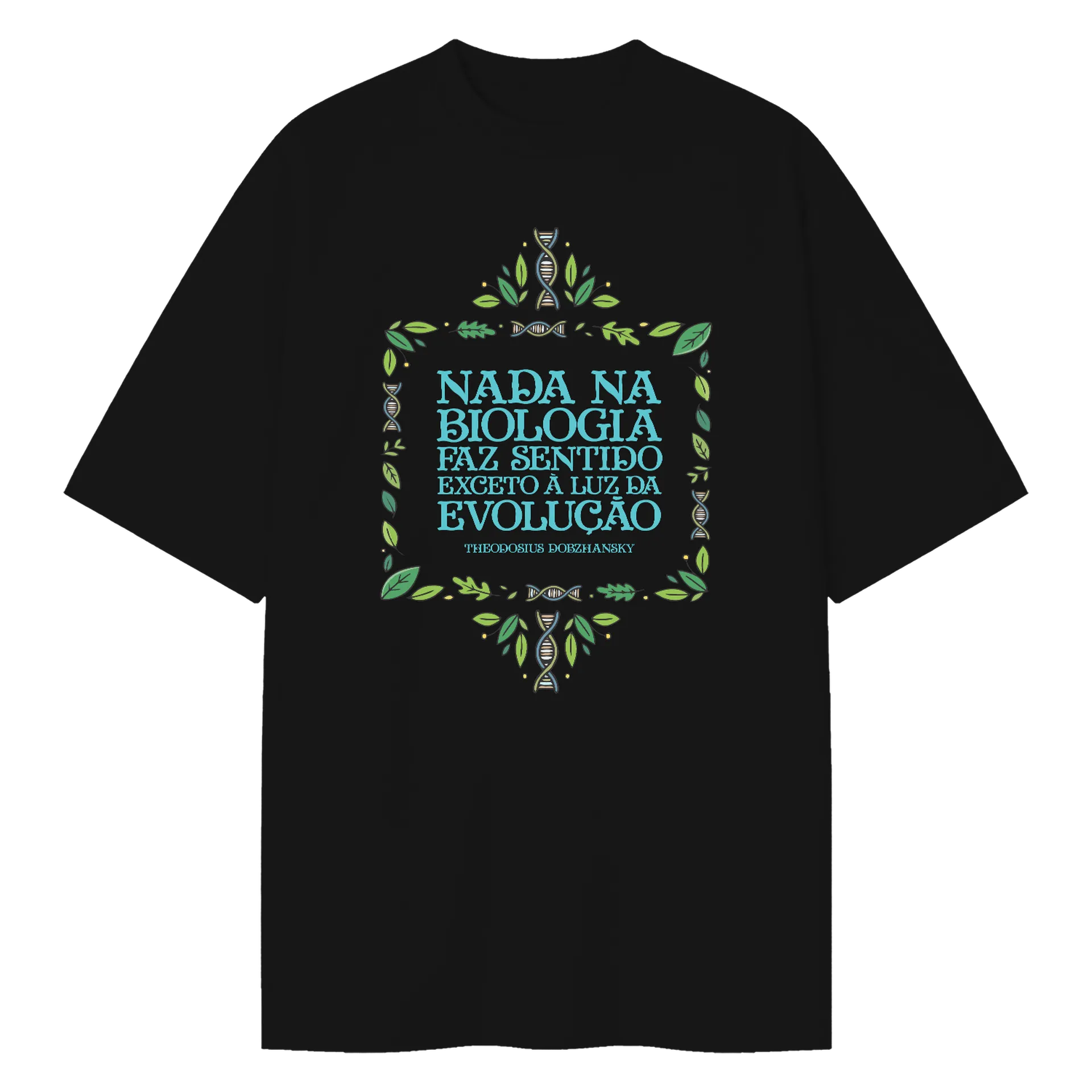 Camiseta Oversized Biologia Evolução Preto 100% Algodão - Imagem 1