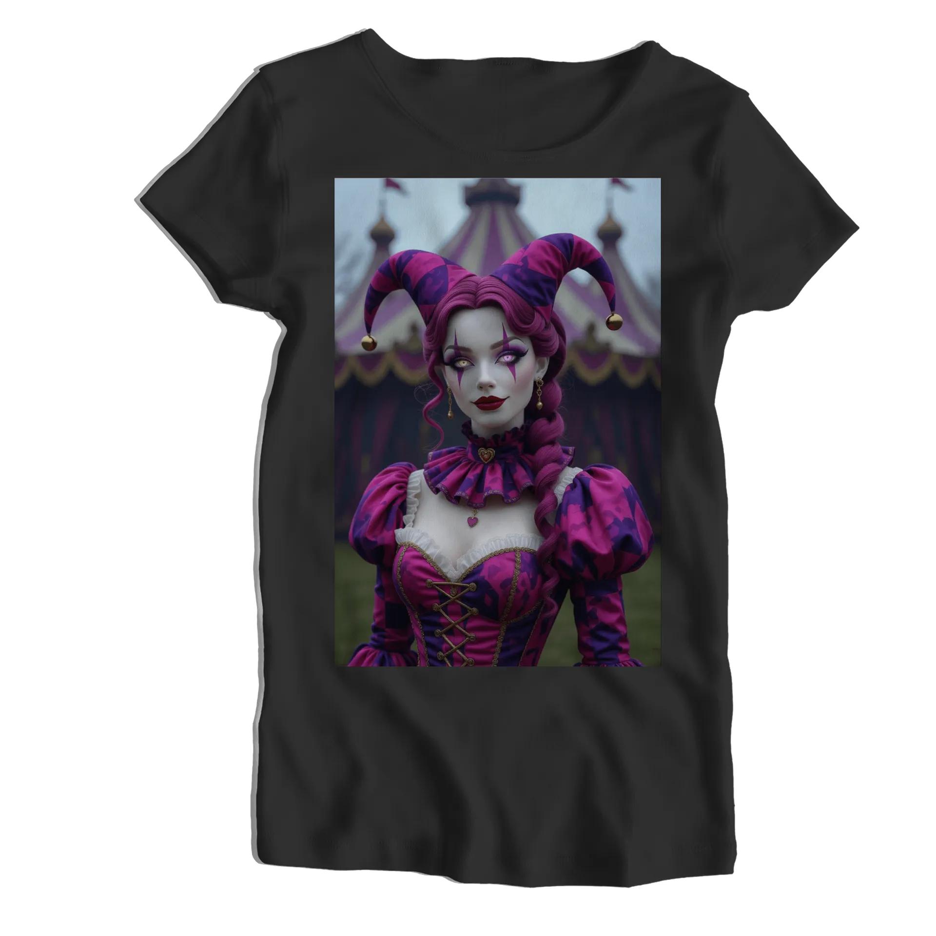 Camiseta Babylook Arlequina de Cabelo Rosa 100% Algodão - Imagem 1
