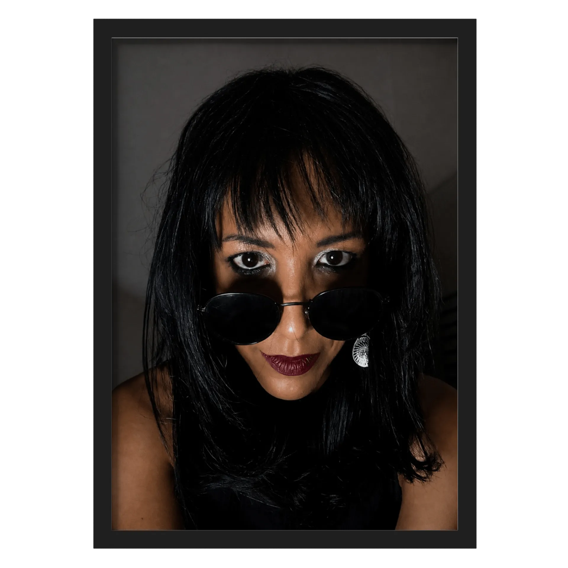 Quadro Mulher Noir Olhos Modernos A3 MDF e Vidro - Imagem 1
