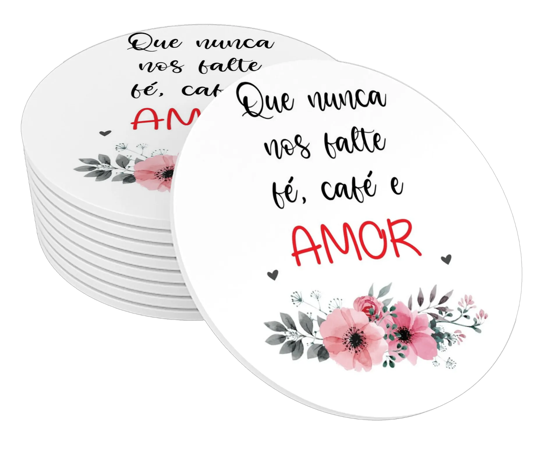 Porta-copo Floral Amor MDF de Gerson — imagem 1 de 3