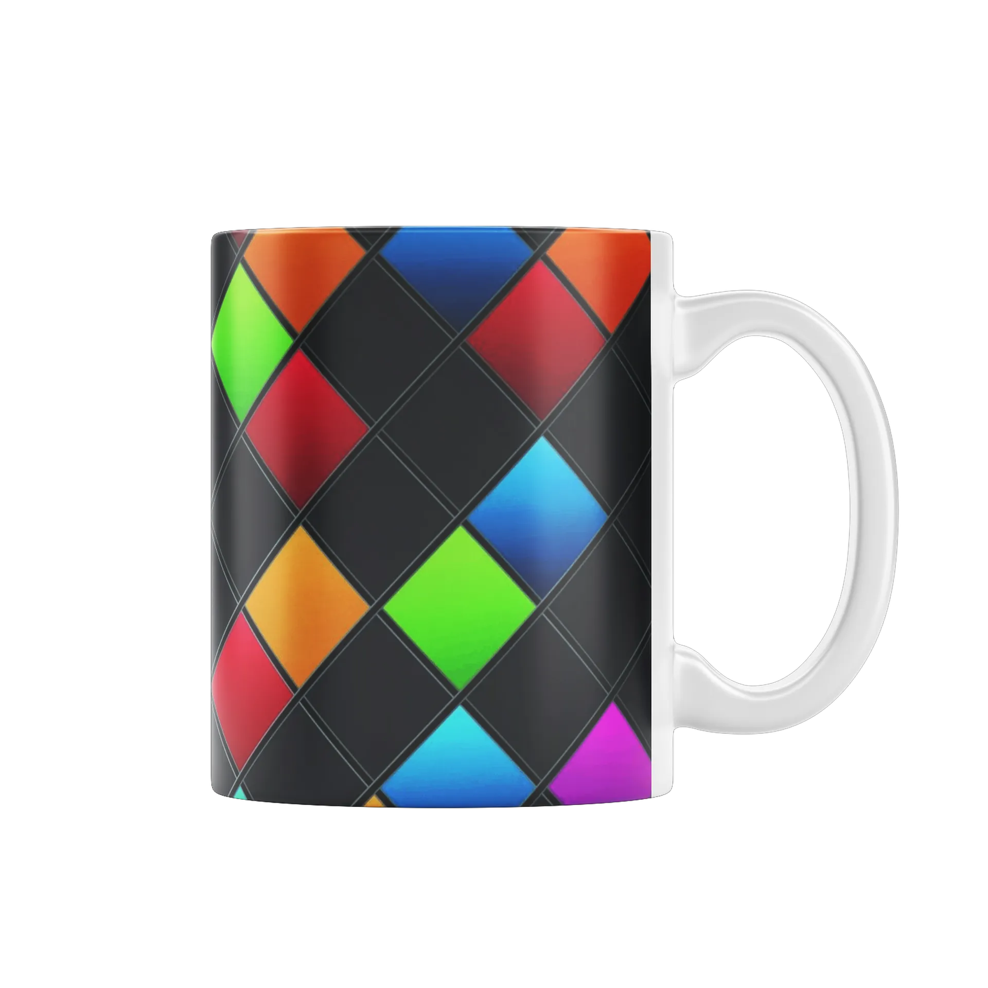 Caneca Porcelana Estampa Geometria Colorida 325ml - Imagem 1