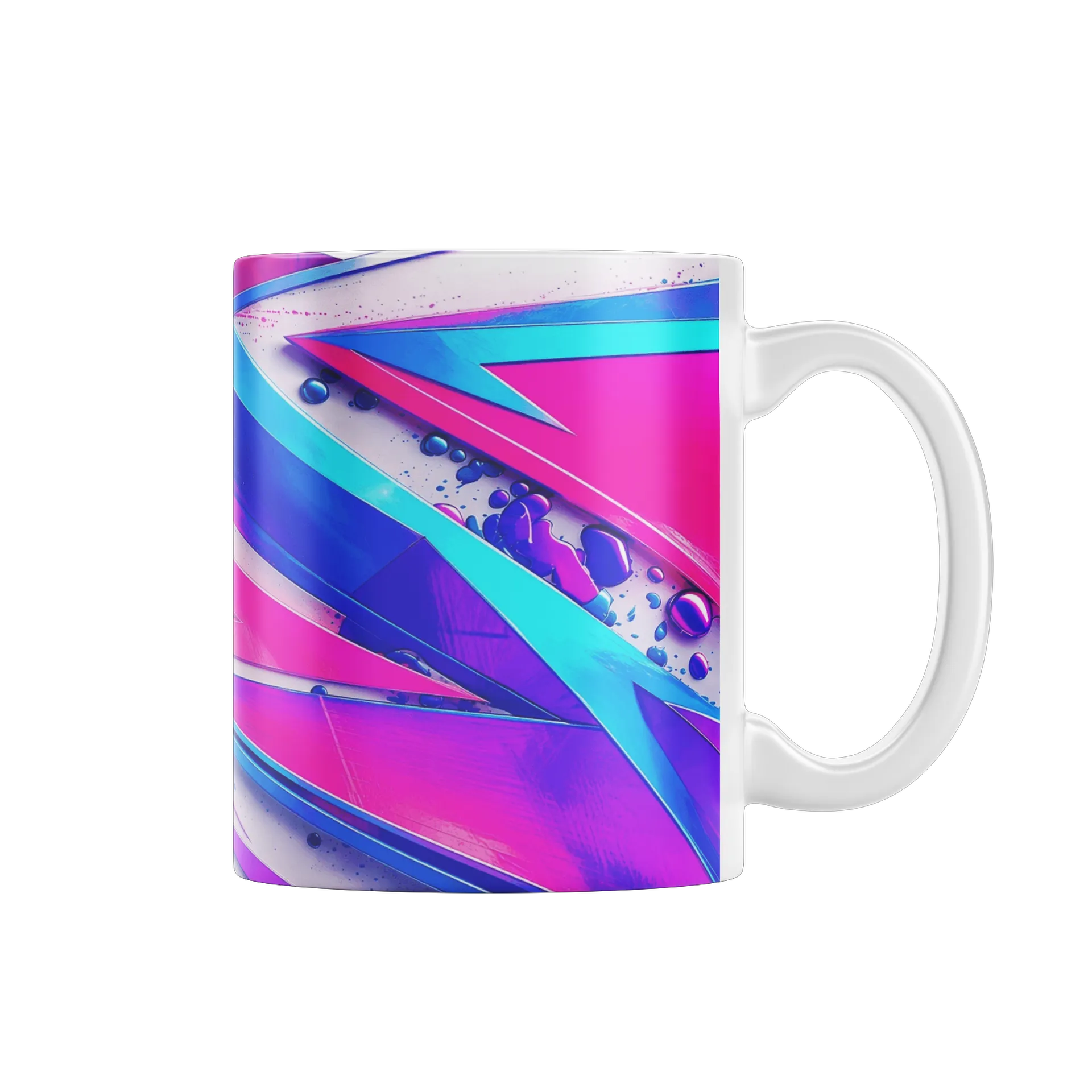 Caneca Abstrata Geométrica Rosa Azul e Roxa 325ml - Imagem 1