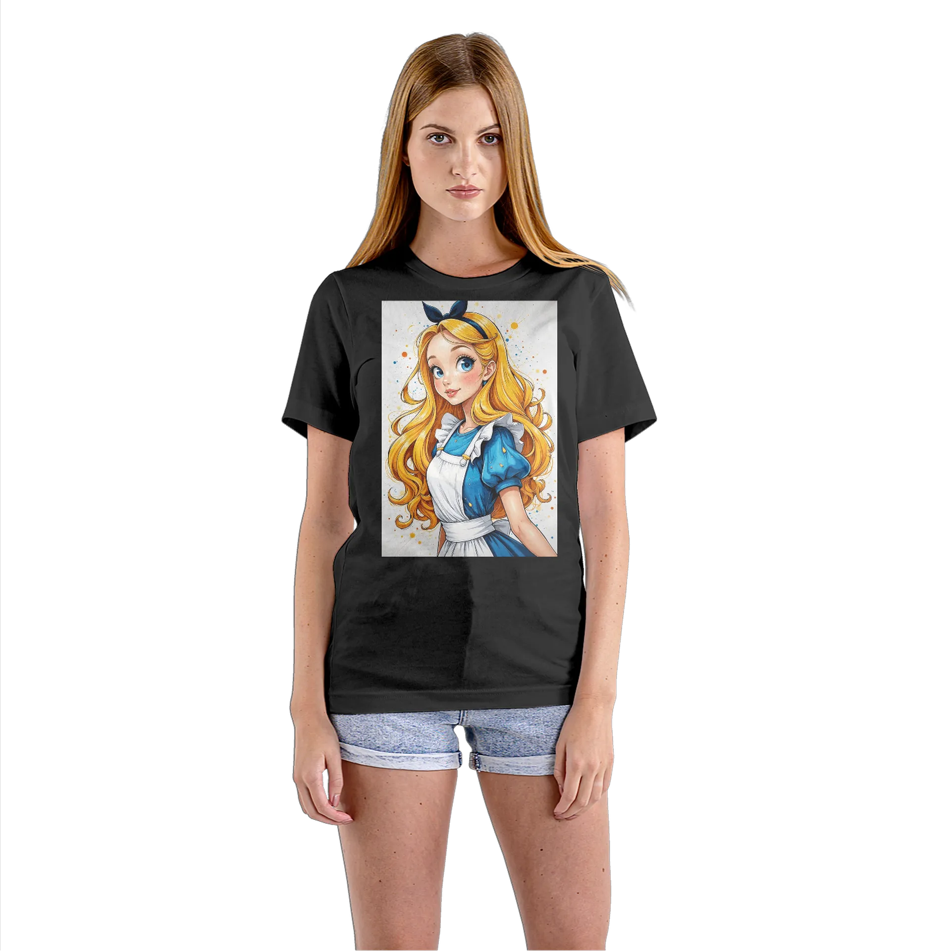 Camiseta Babylook Menina de Cabelo Loiro em Estilo Cartoon - Imagem 3