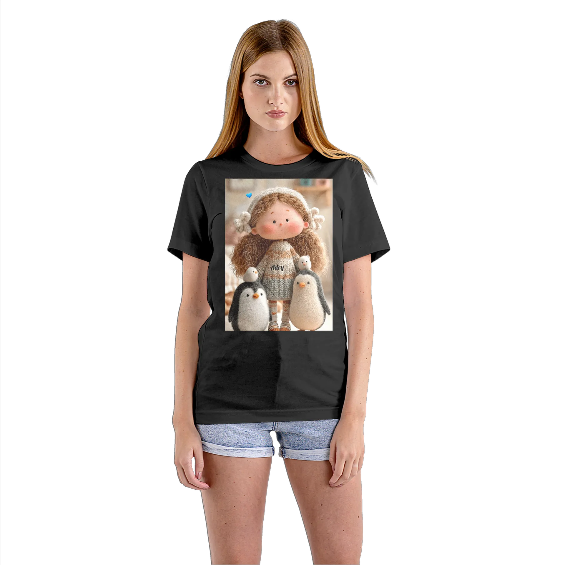 Camiseta Babylook Boneca de Lã com Pinguins 100% Algodão - Imagem 3
