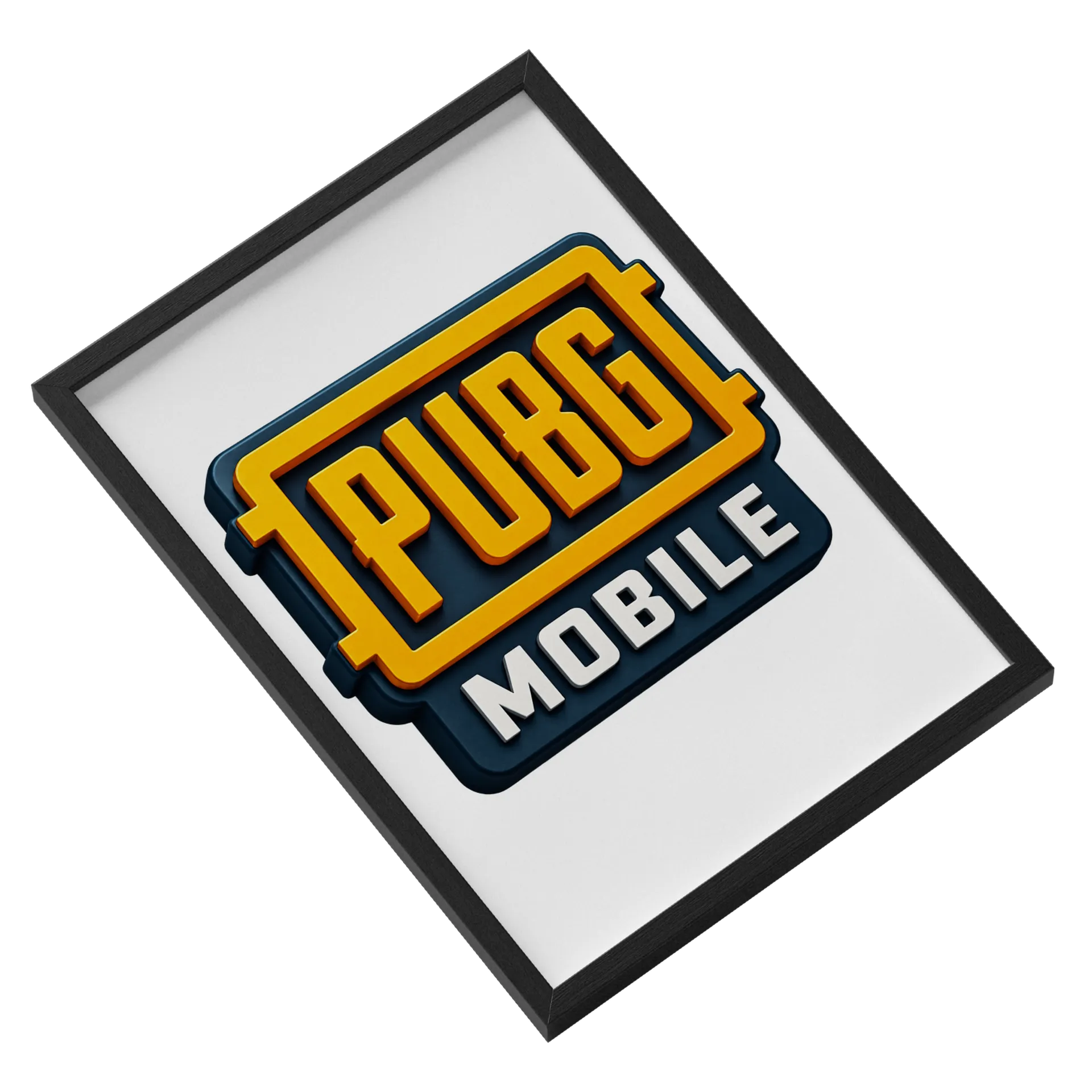 Quadro Logo PUBG Mobile Tipográfico Laranja e Azul A3 - Imagem 2
