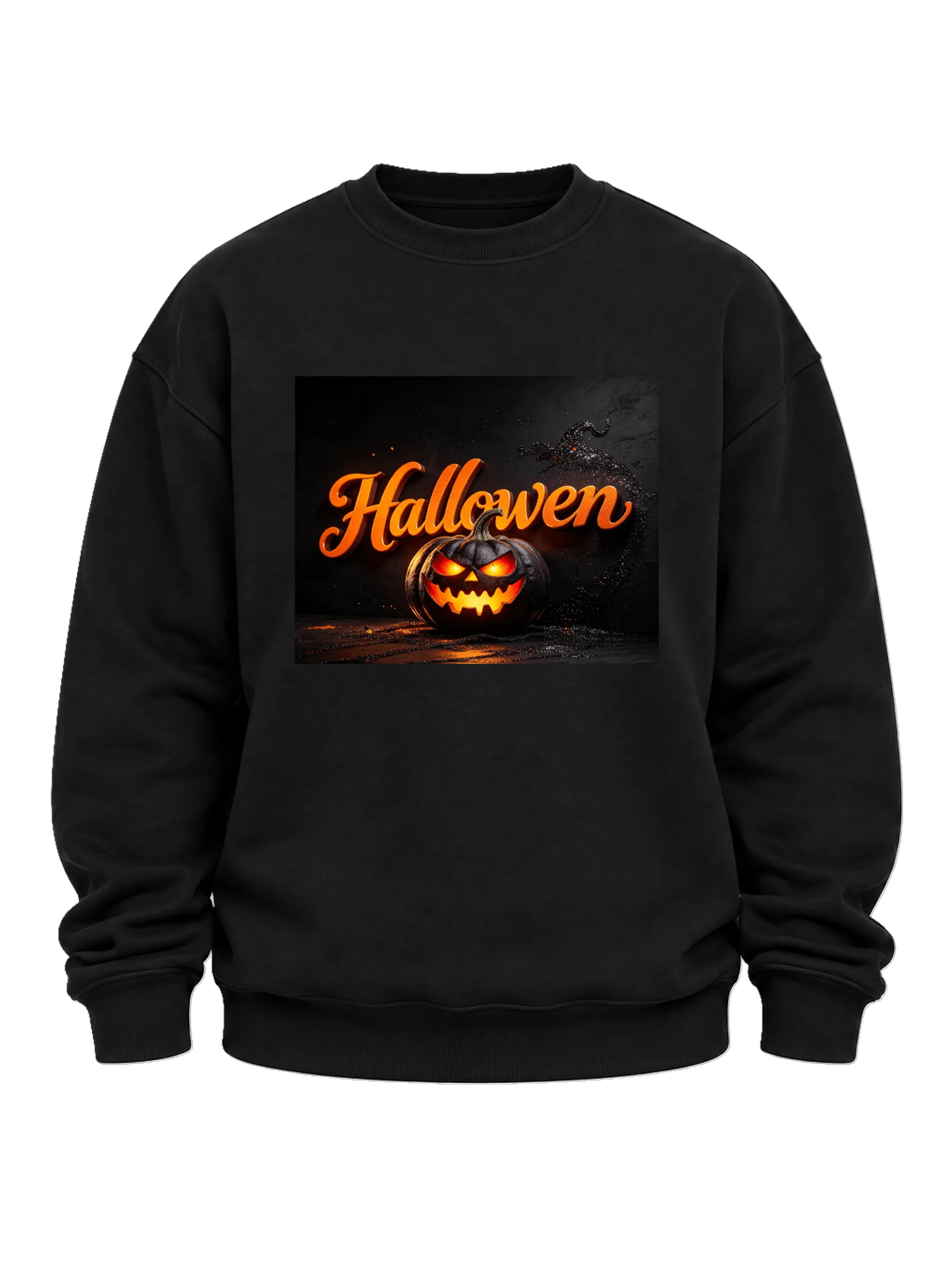 Suéter Moletom Abóbora de Halloween Estilo Realista Preto - Imagem 5