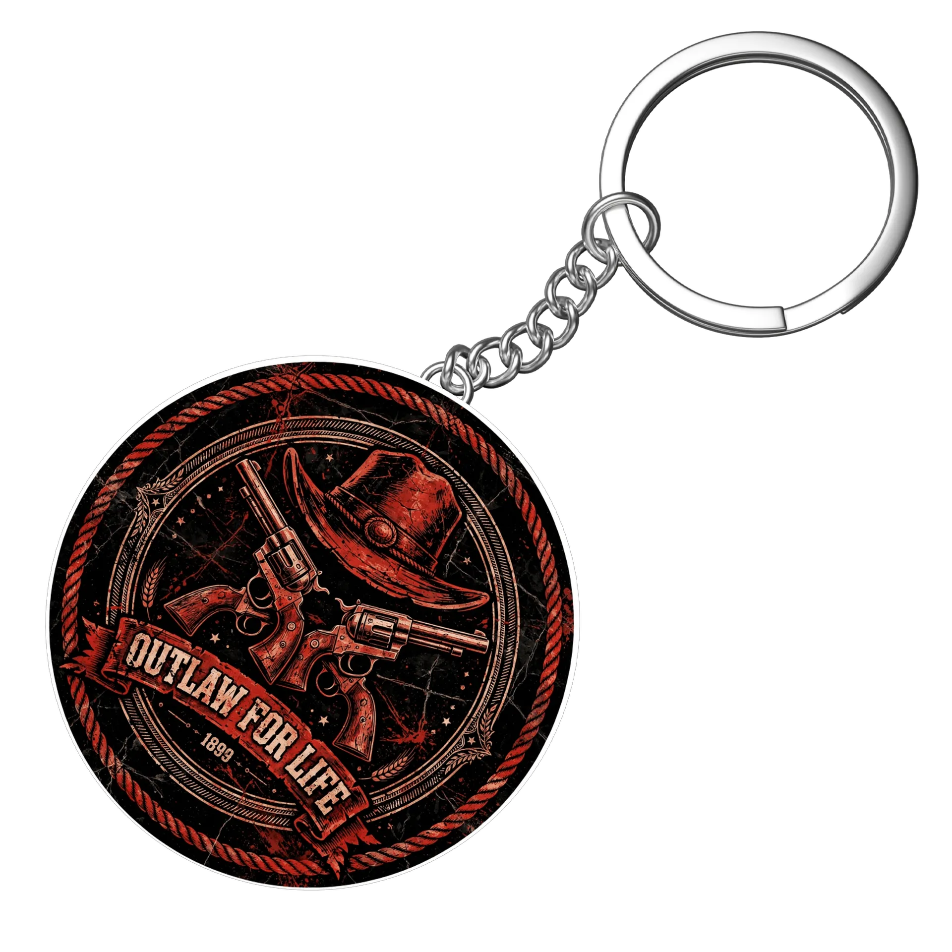 Chaveiro MDF Chapéu de Cowboy e Revólveres Outlaw for Life de gabriel — imagem 3 de 3