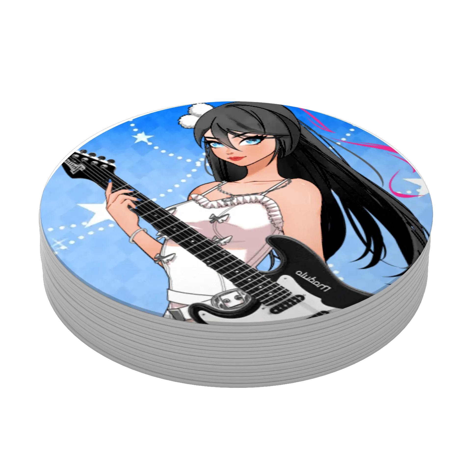 Porta-copo Arte Guitarista Anime MDF de Lady Siam — imagem 3 de 3