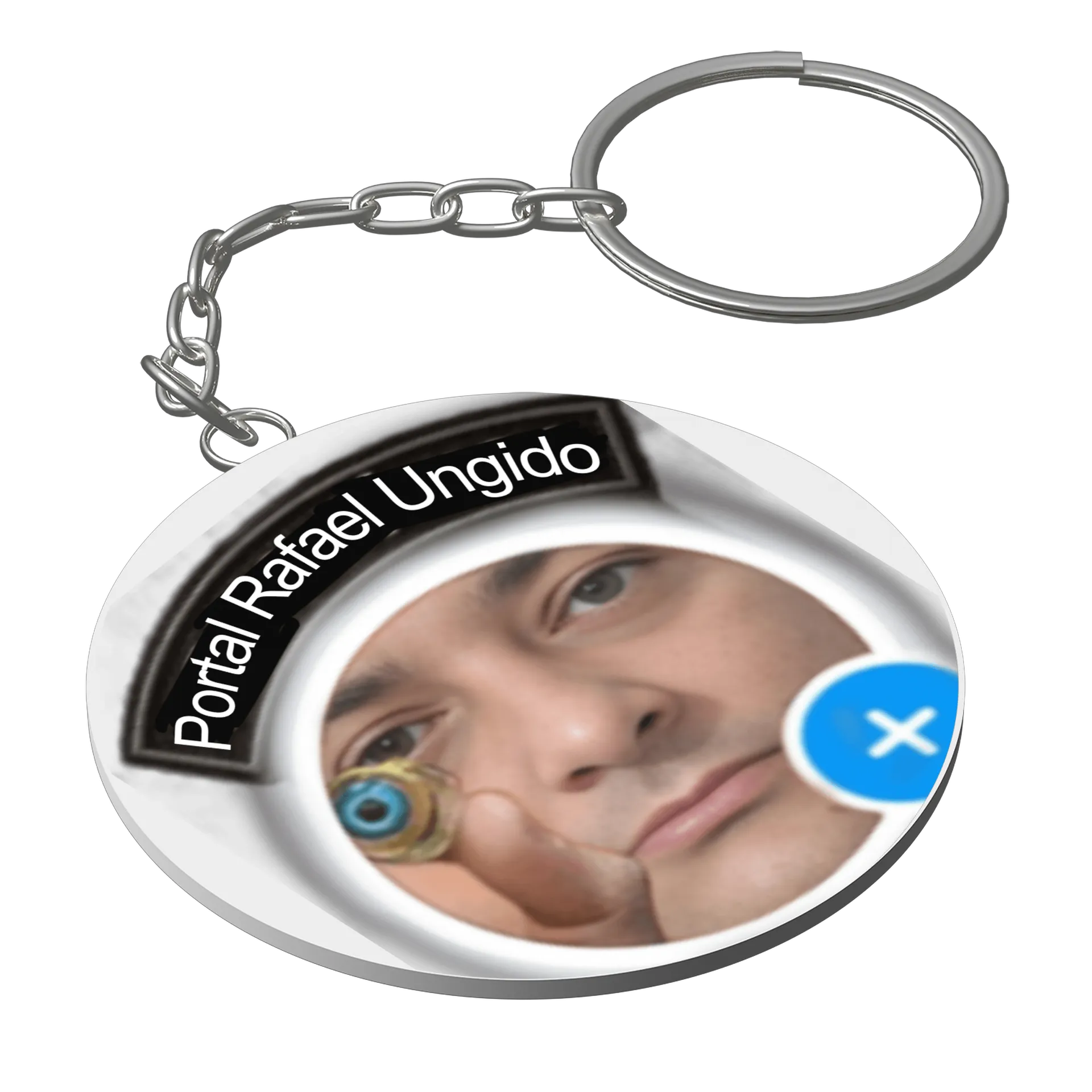 Chaveiro MDF Portal Rafael Ungido com Retrato e Olho Azul de Clube do Rafael Ungido  — imagem 1 de 3