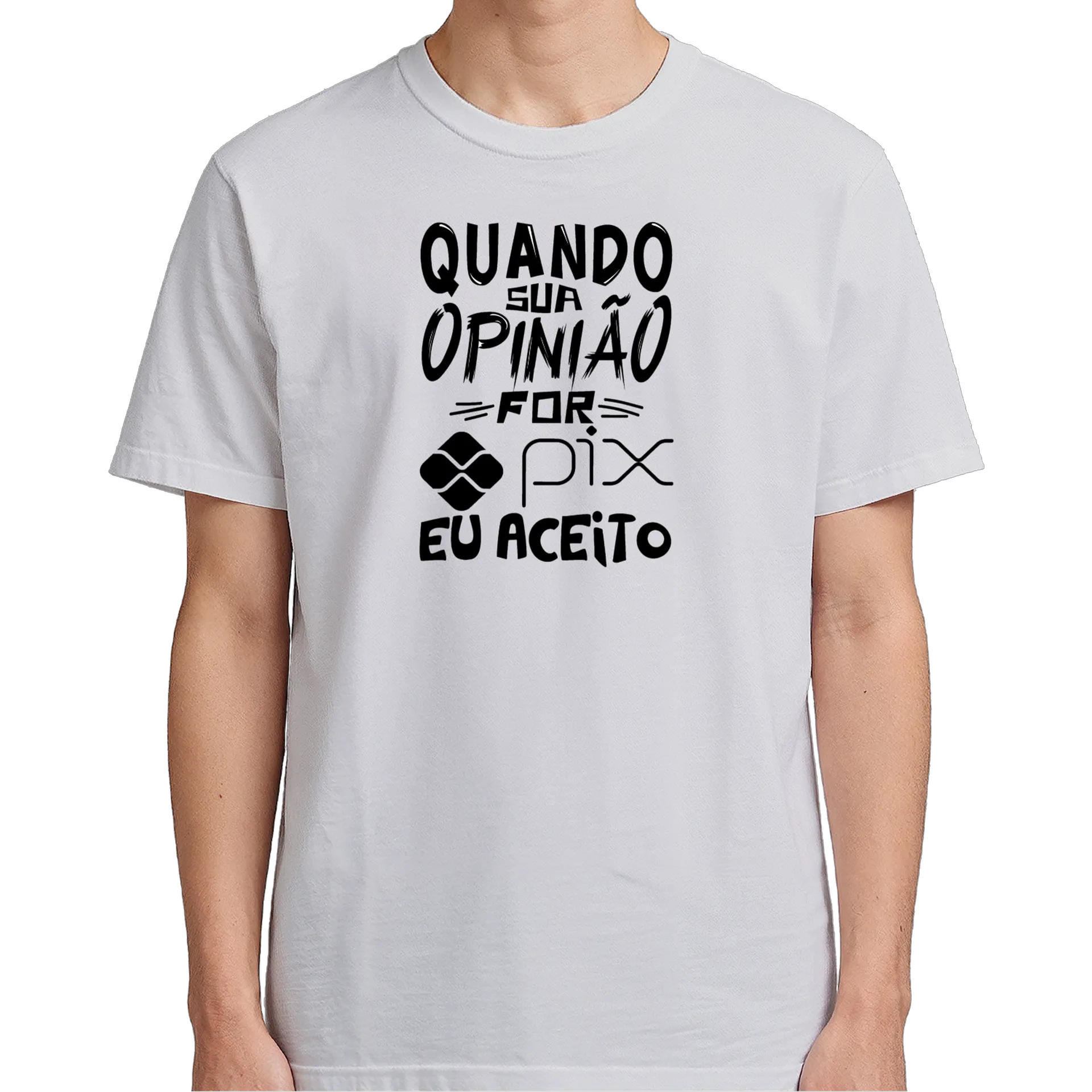 Camiseta Estampa Tipográfica Opinião Pix 100% Algodão - Imagem 5