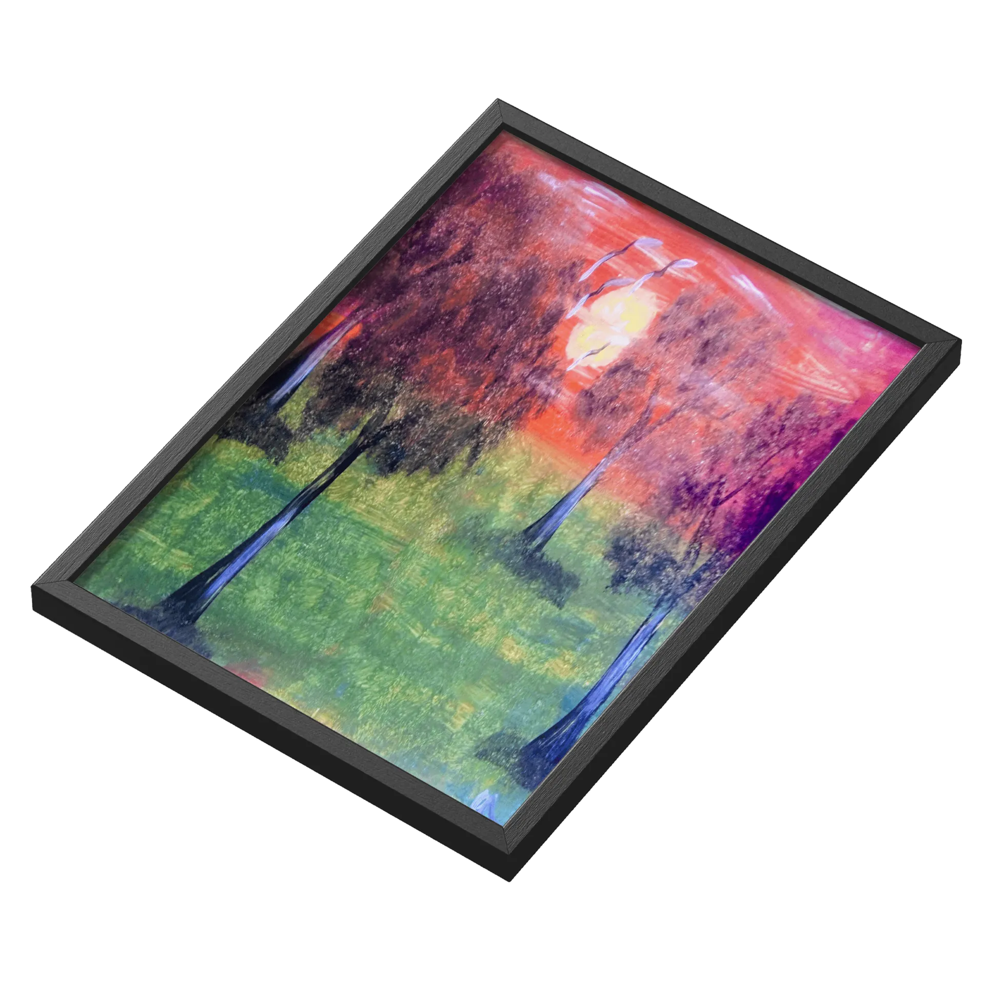 Quadro Paisagem Floresta ao Pôr do Sol A3 com Vidro - Imagem 3