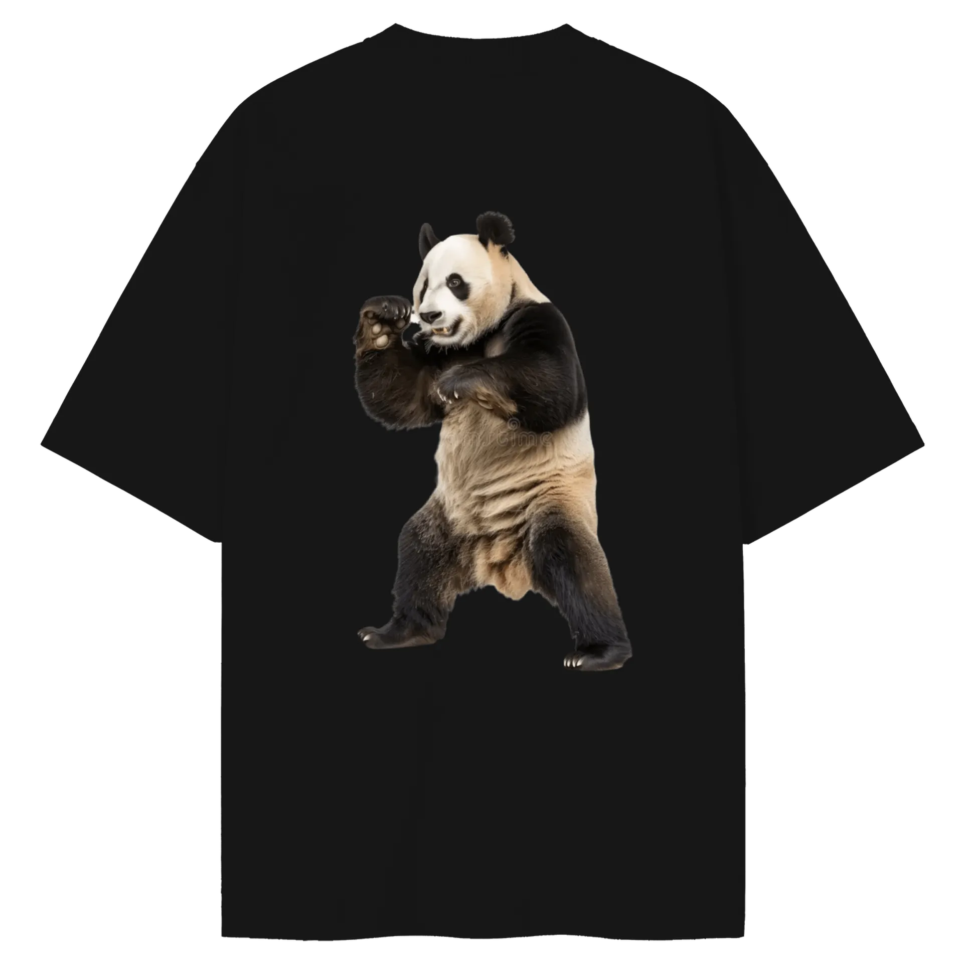 Camiseta Oversized Panda Lutador de Judô Realista preta - Imagem 2