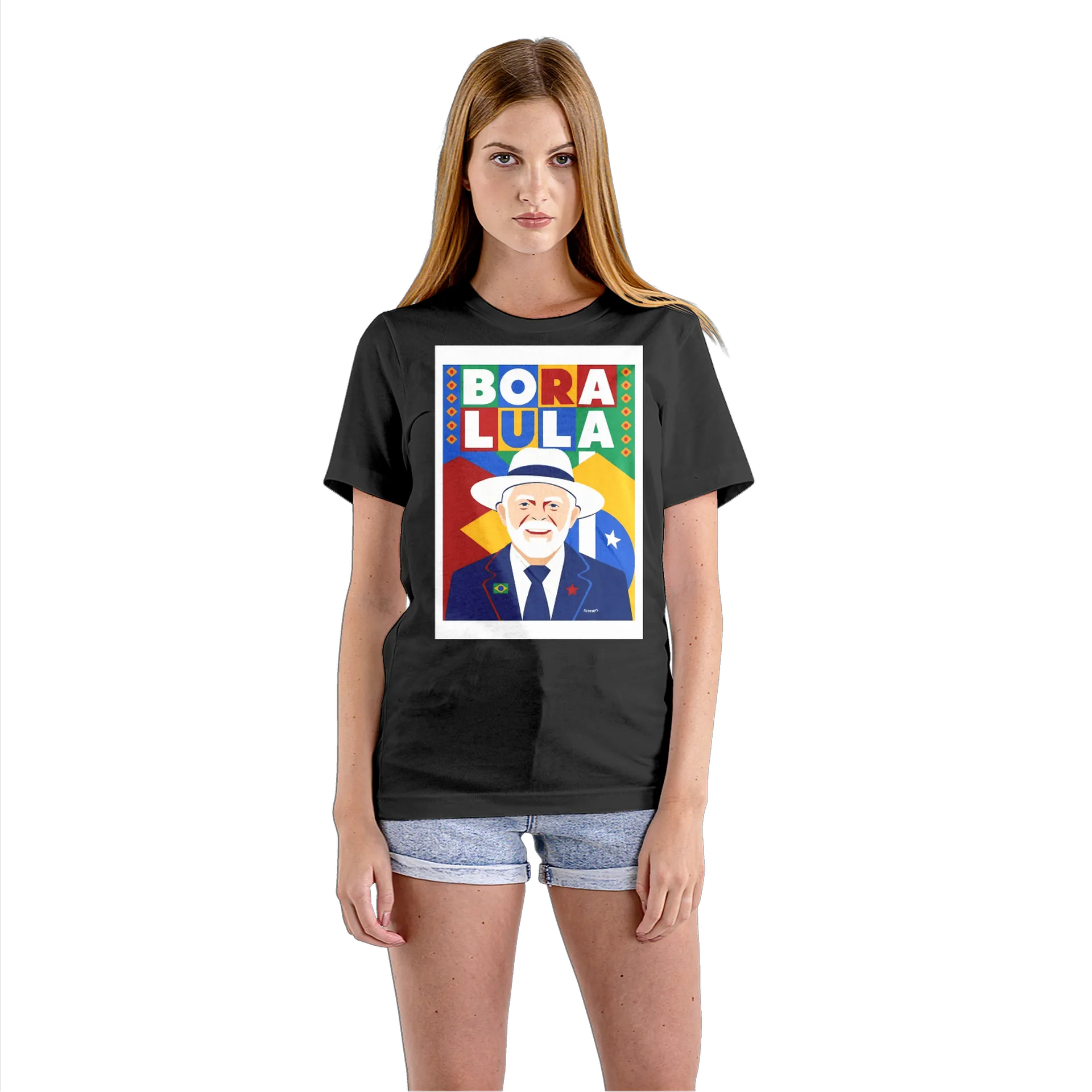 Camiseta Babylook Lula Bora Lula Estampa Colorida 100% - Imagem 3