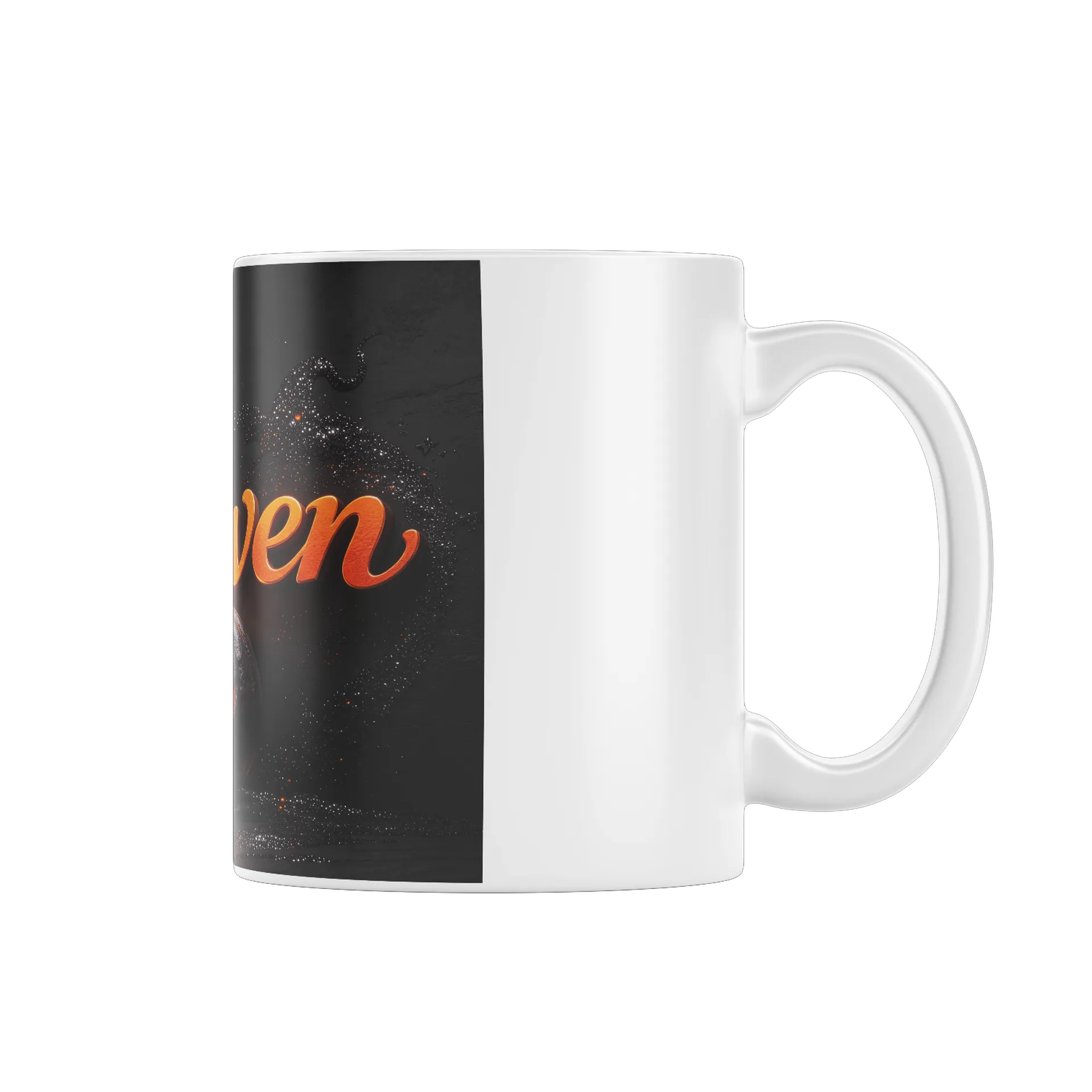 Caneca Abóbora de Halloween Tipográfica Preta e Laranja - Imagem 1