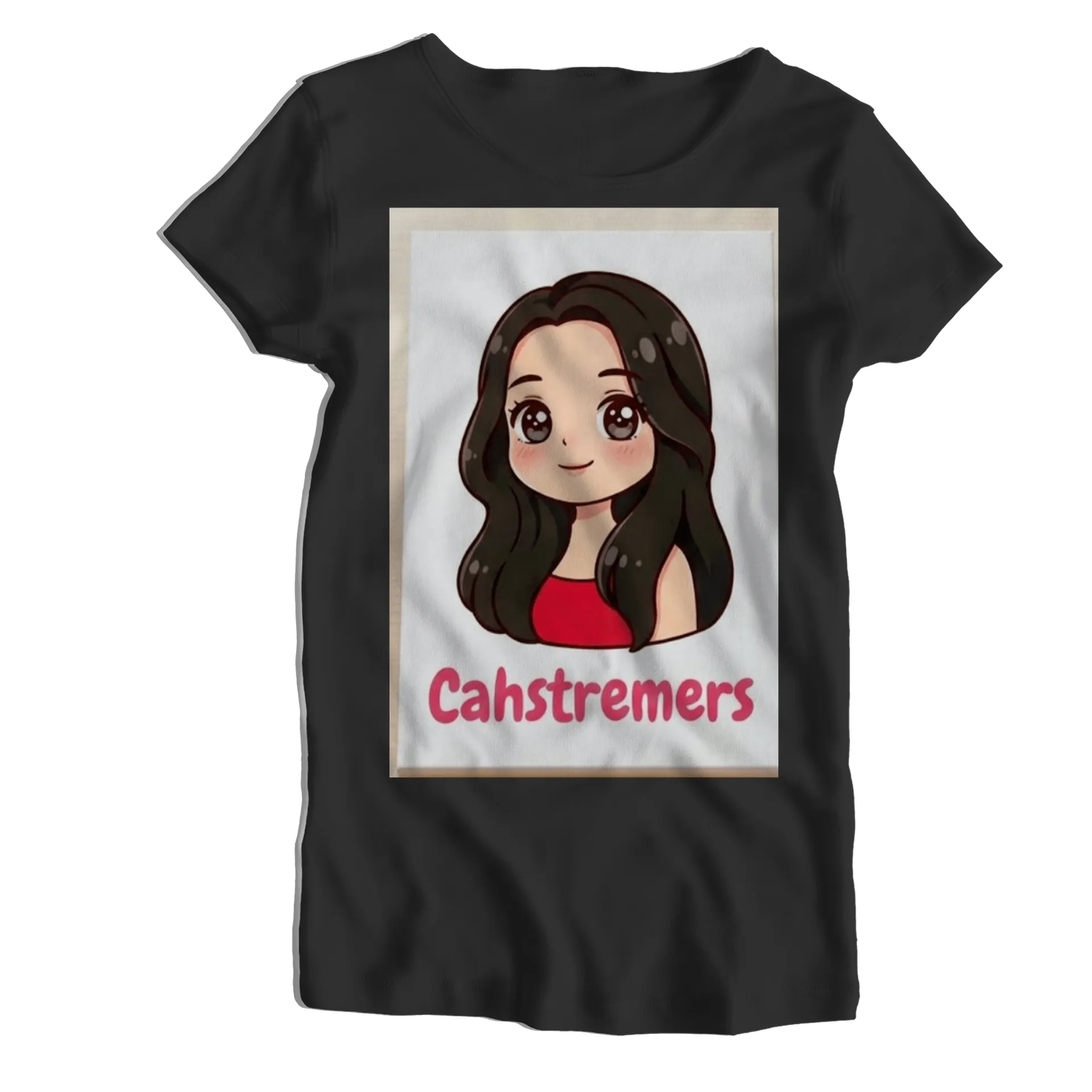 Camiseta Babylook Chibi Cabelos Escuros Cahstreamers 100% - Imagem 1