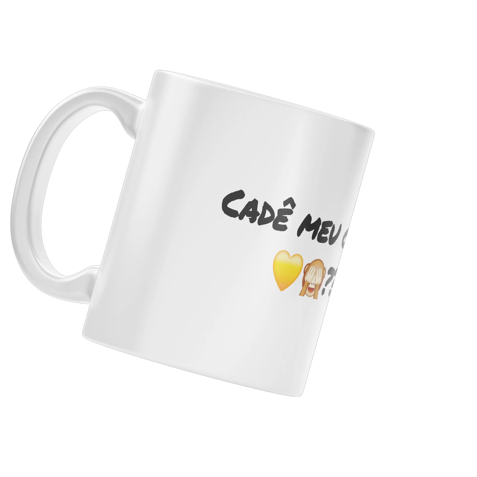 Caneca Porcelana Coração Amarelo e Macaquinho Estampa - Imagem 4