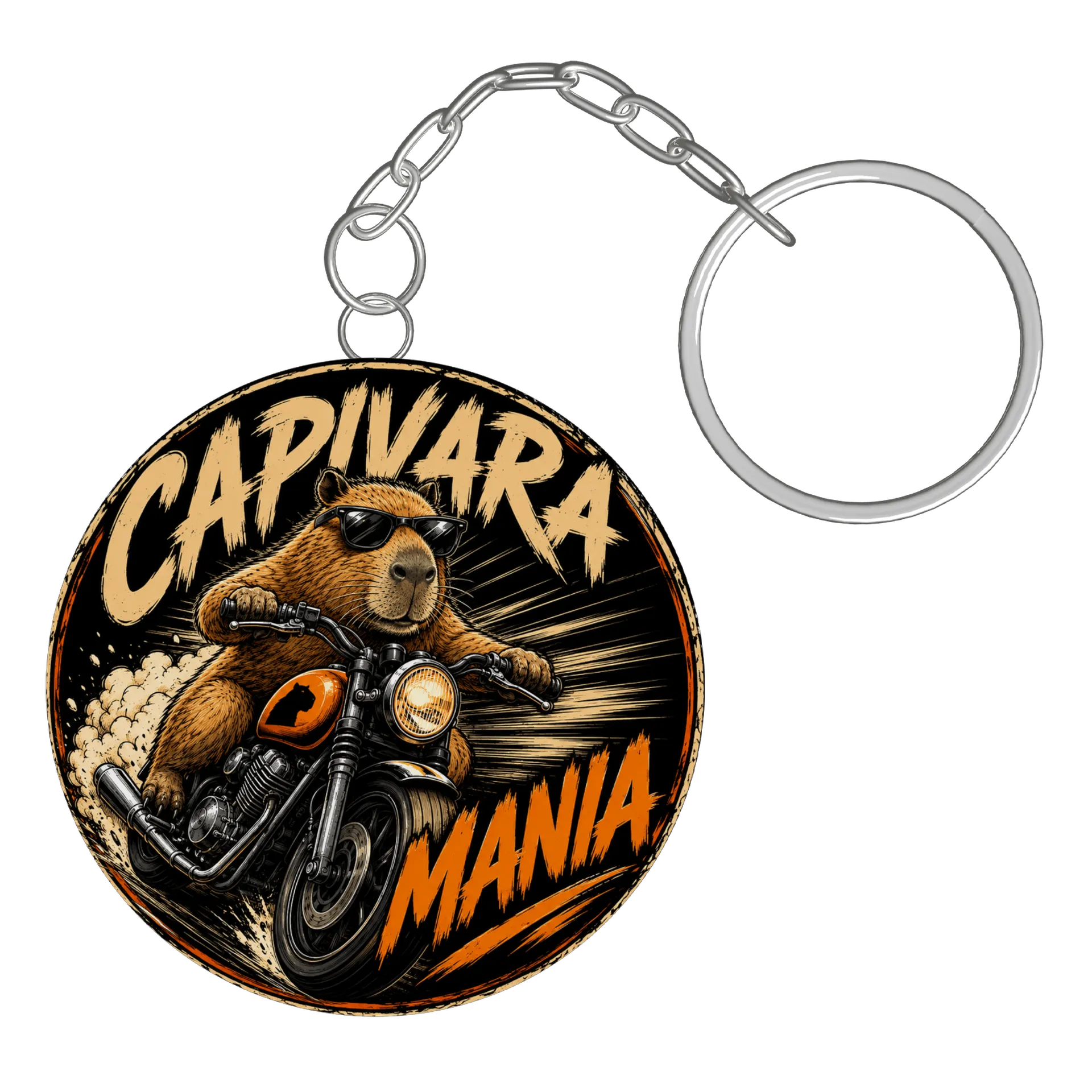 Chaveiro MDF Capivara Motociclista 5x5cm - Imagem 3