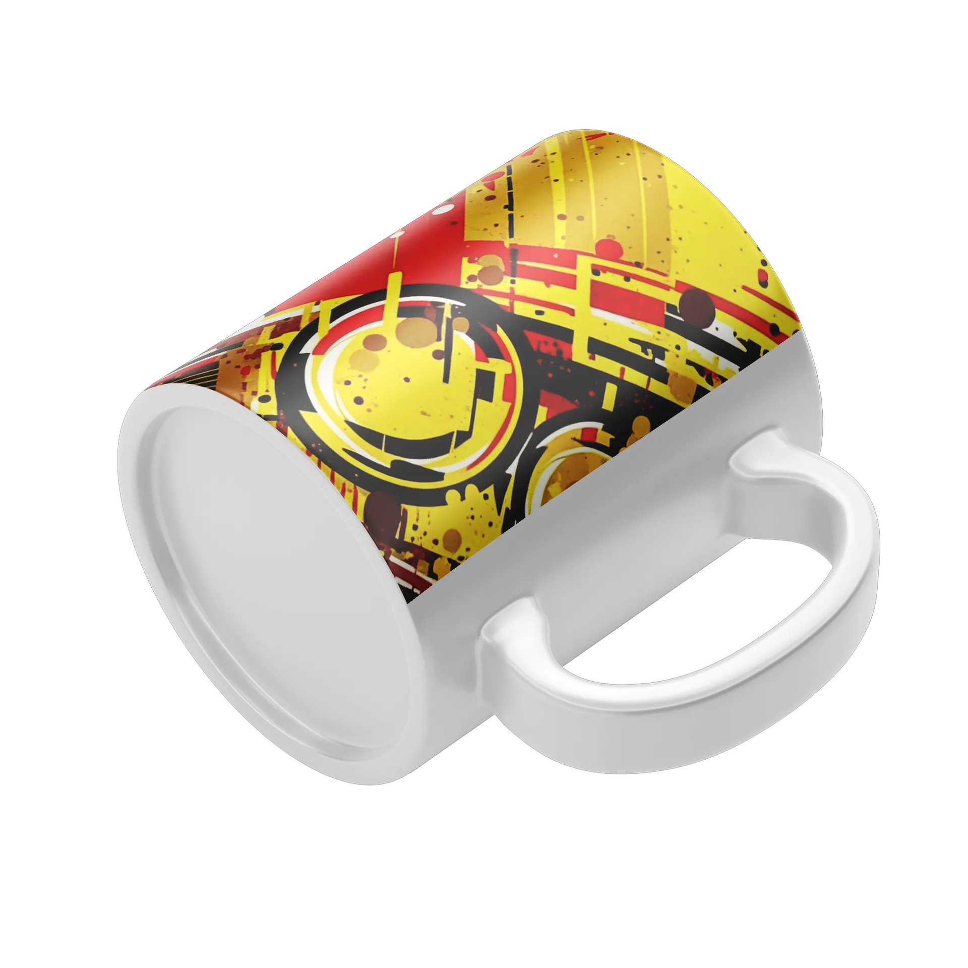 Caneca Porcelana Abstrato Vermelho Amarelo 325ml - Imagem 4