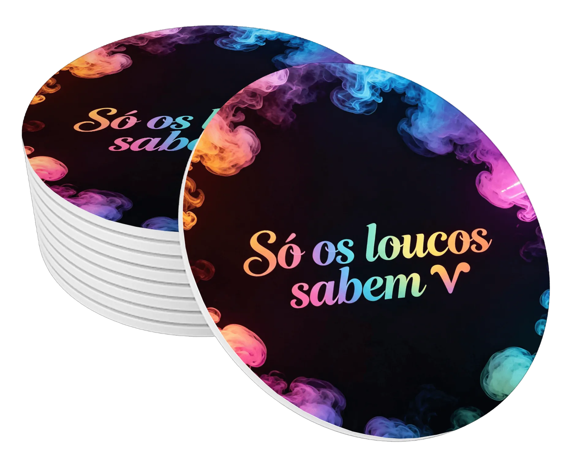 Porta-copo MDF Estampa Frase Luzes Coloridas - Imagem 1