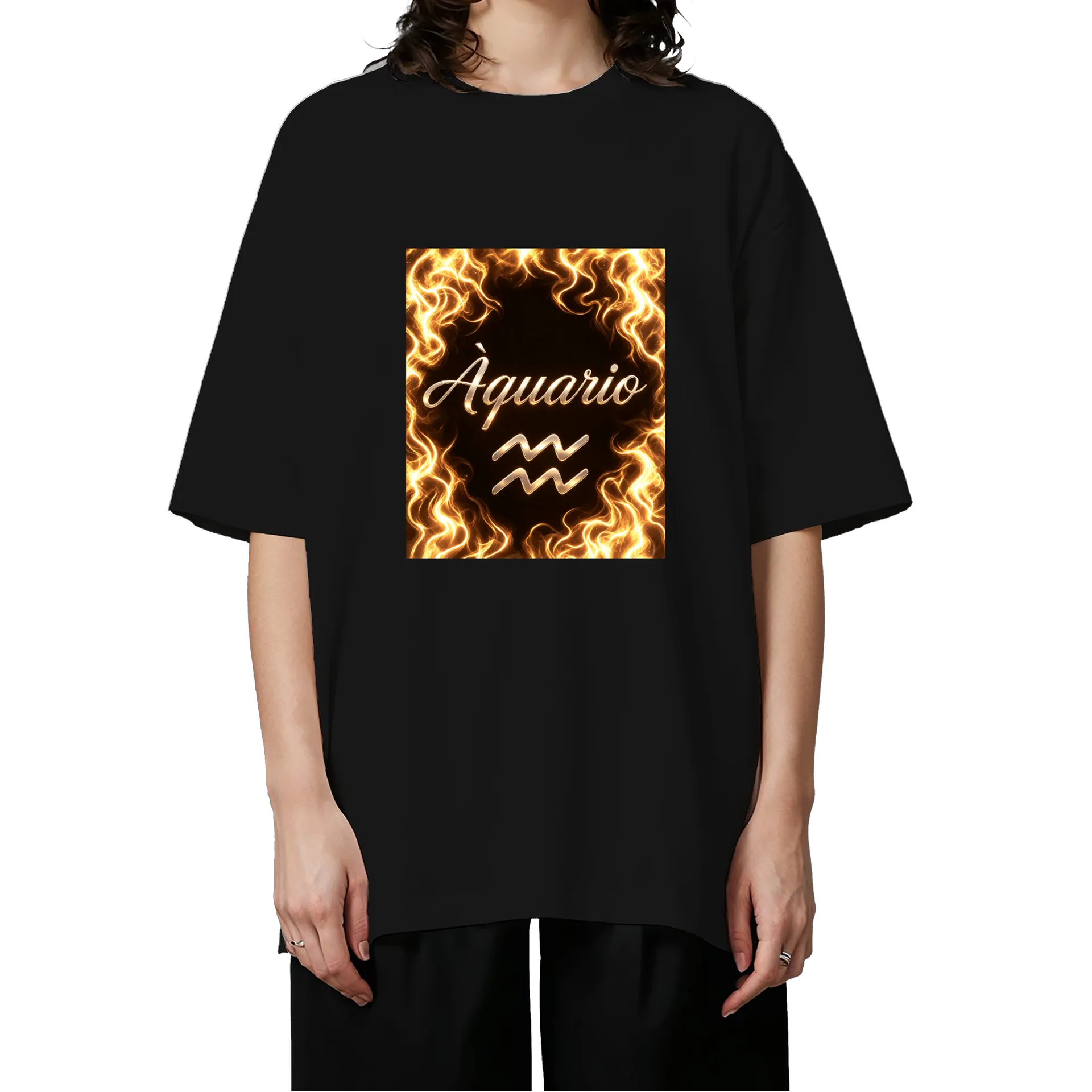 Camiseta Oversized Aquário Estampa Luminosa Black - Imagem 3