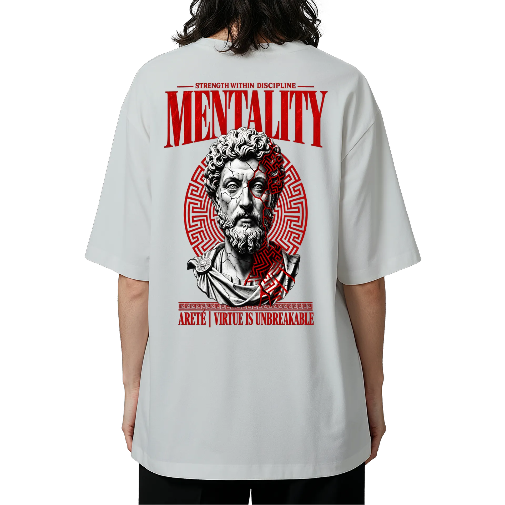 Camiseta Oversized Estátua Clássica Estilo Grunge Vermelha - Imagem 5