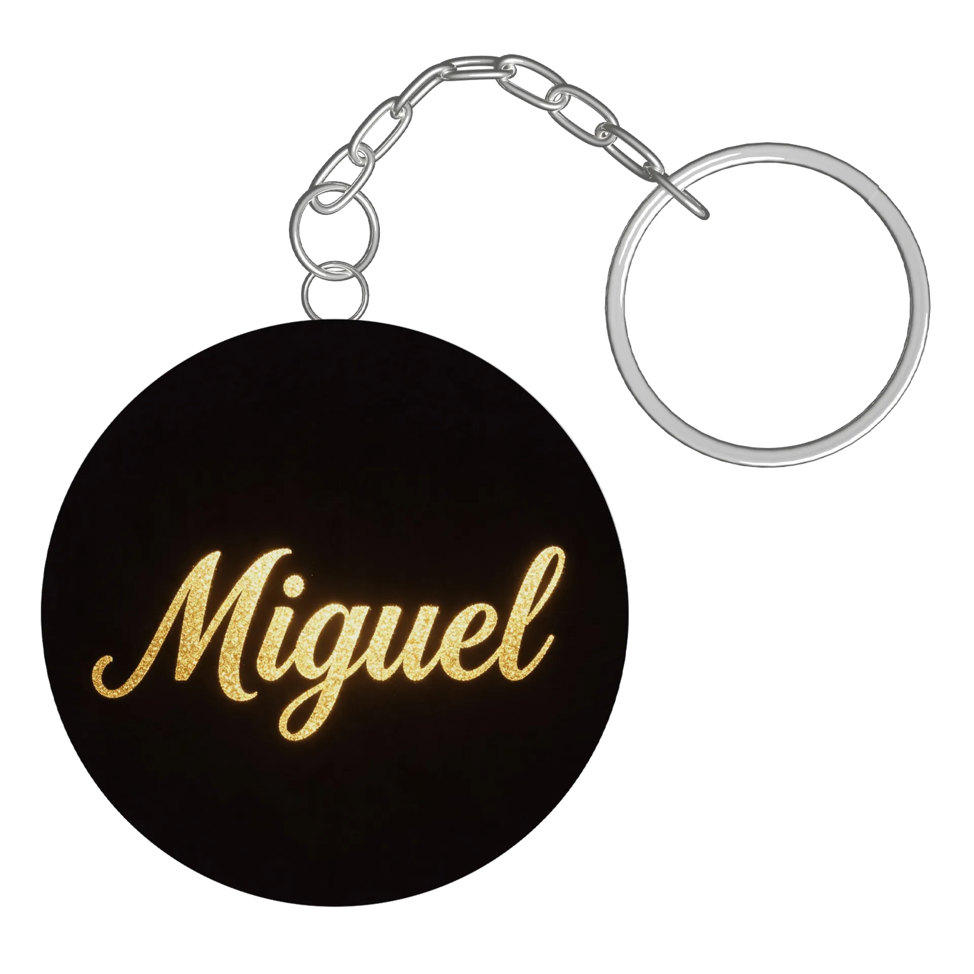 Chaveiro MDF Nome Miguel Estampa Letras Douradas - Imagem 2