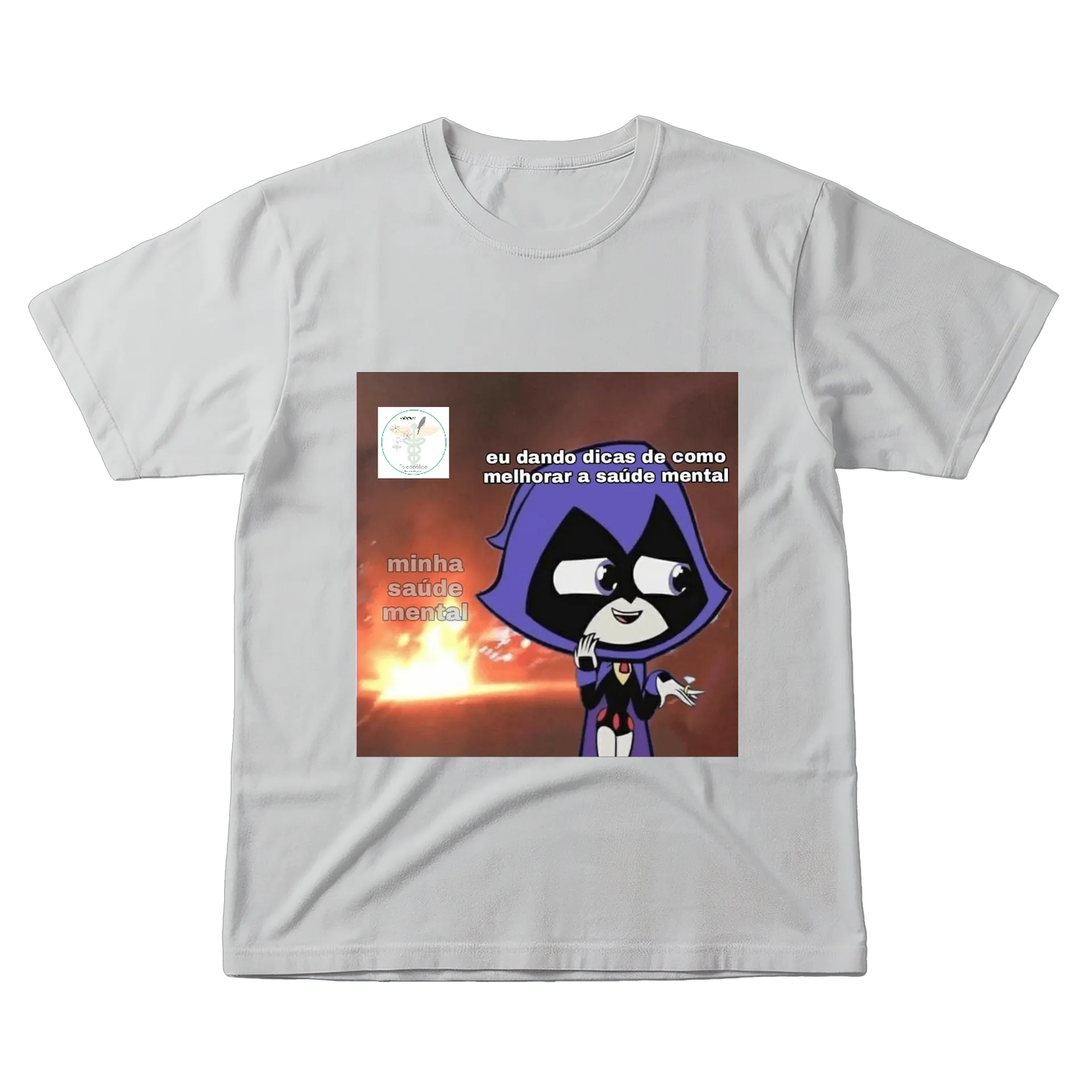 Camiseta Estampa Raven Dicas Saúde Mental 100% Algodão - Imagem 1