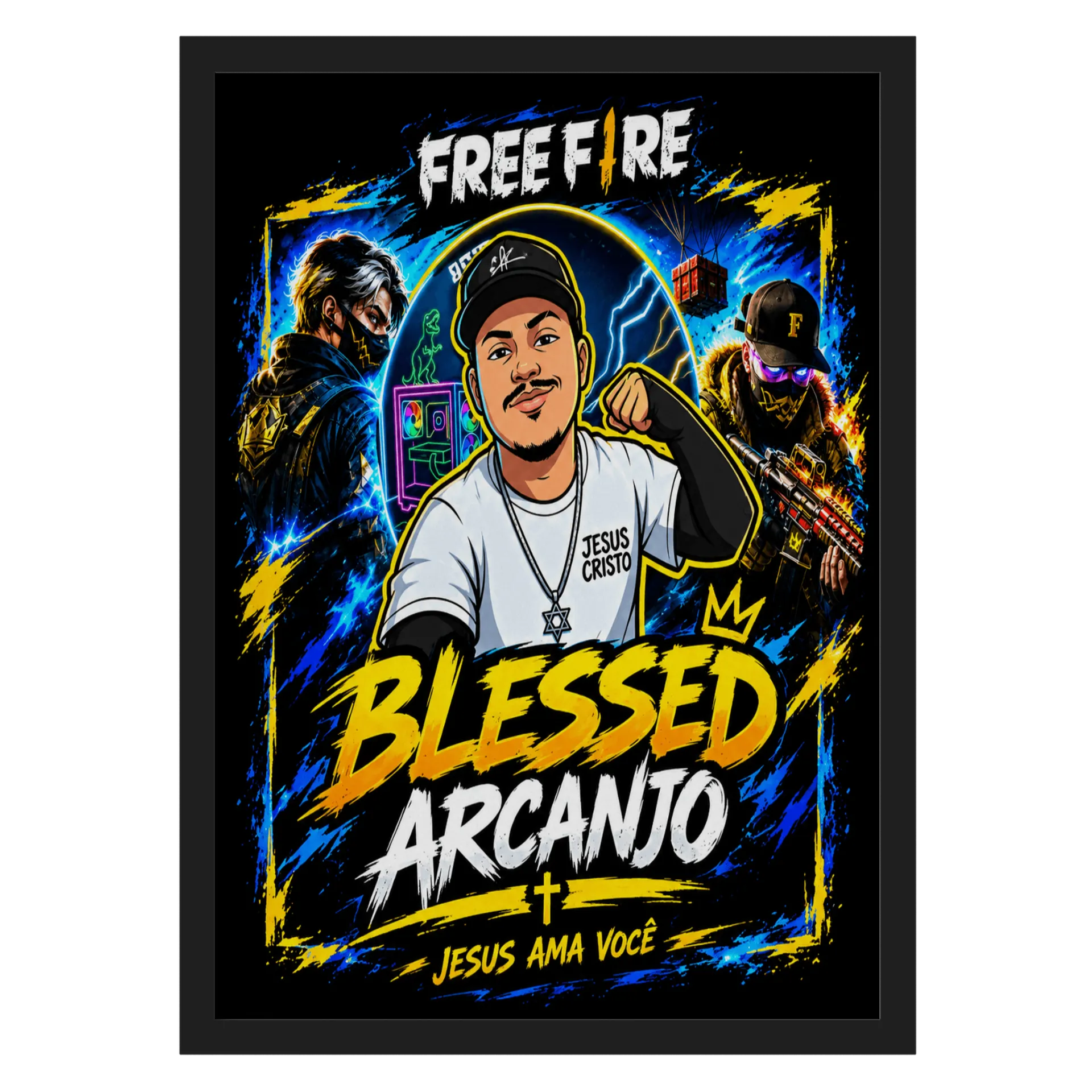 Quadro Arcanjo Blessed Frase Jesus Ama Você A3 - Imagem 1