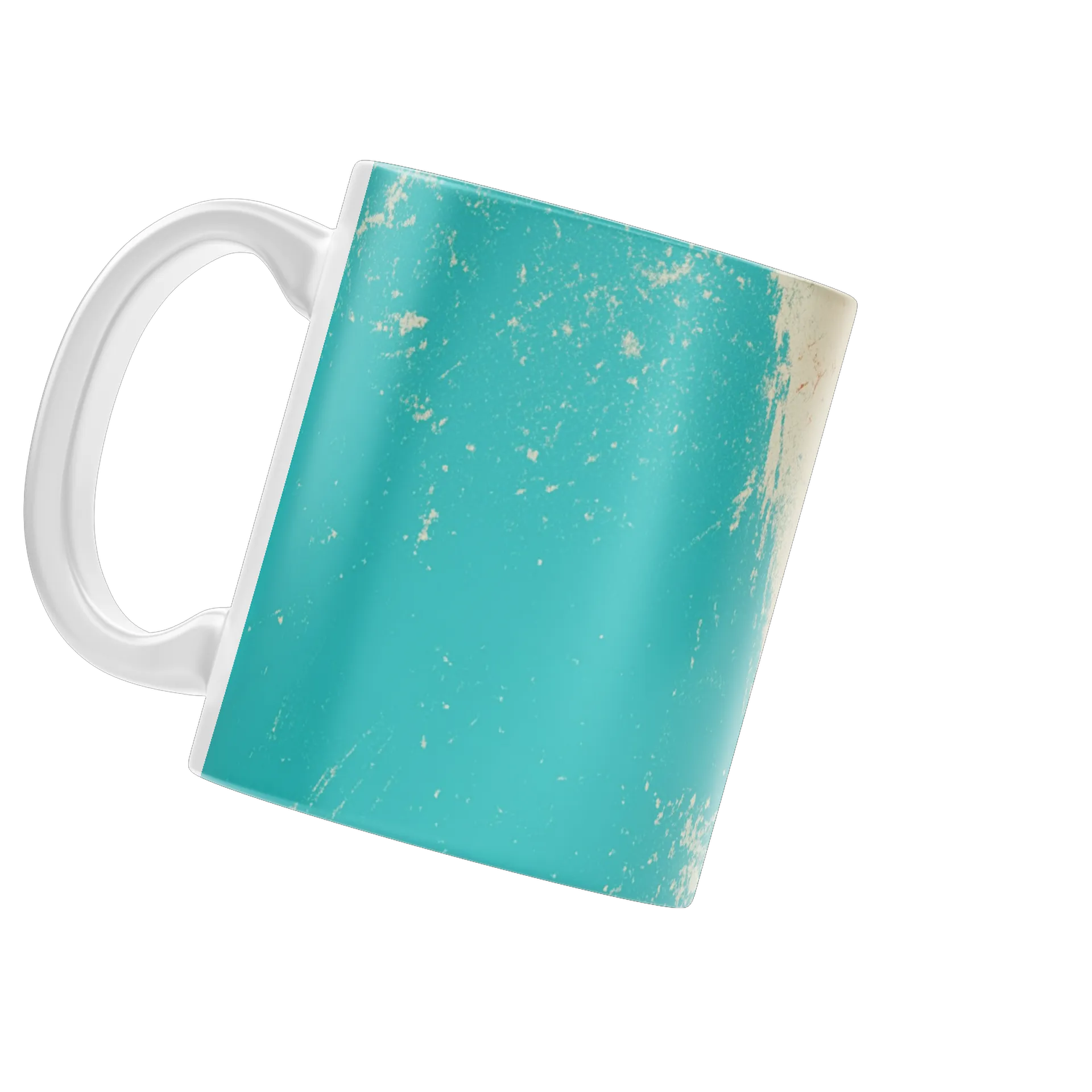 Caneca Porcelana Paisagem Retro Laranja Azul 325ml - Imagem 3