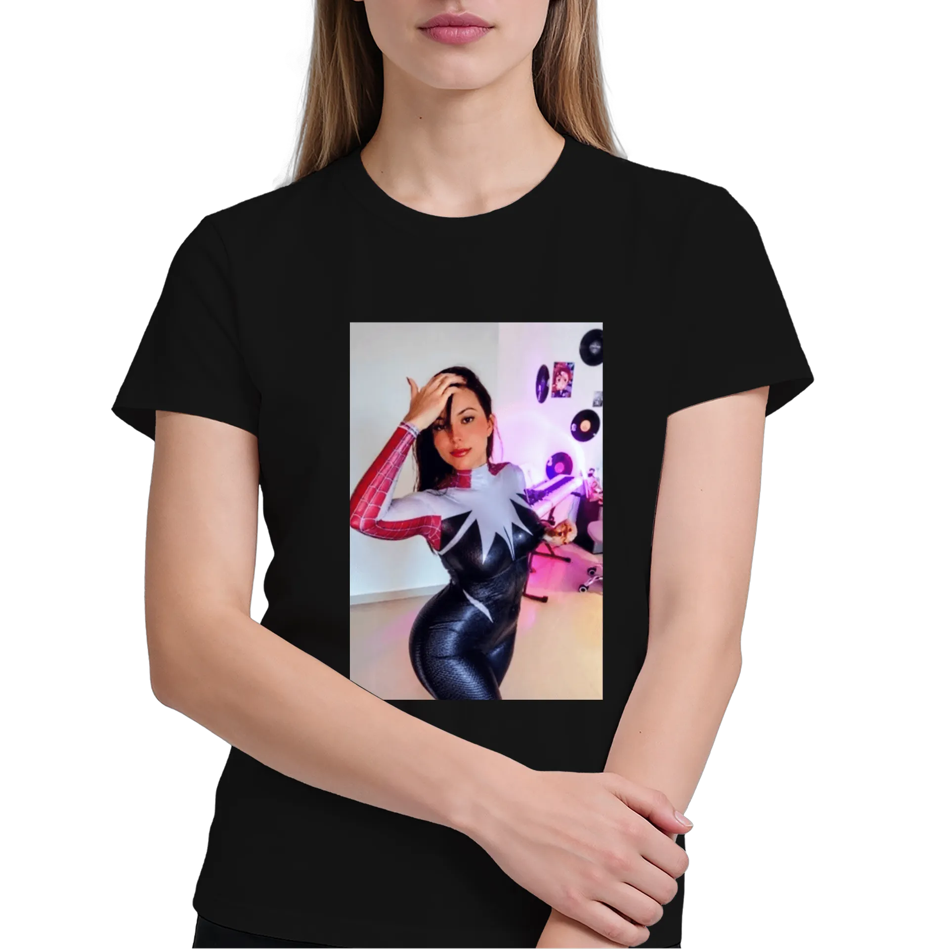 Camiseta Spider Girl 100% Algodão Preto - Imagem 3
