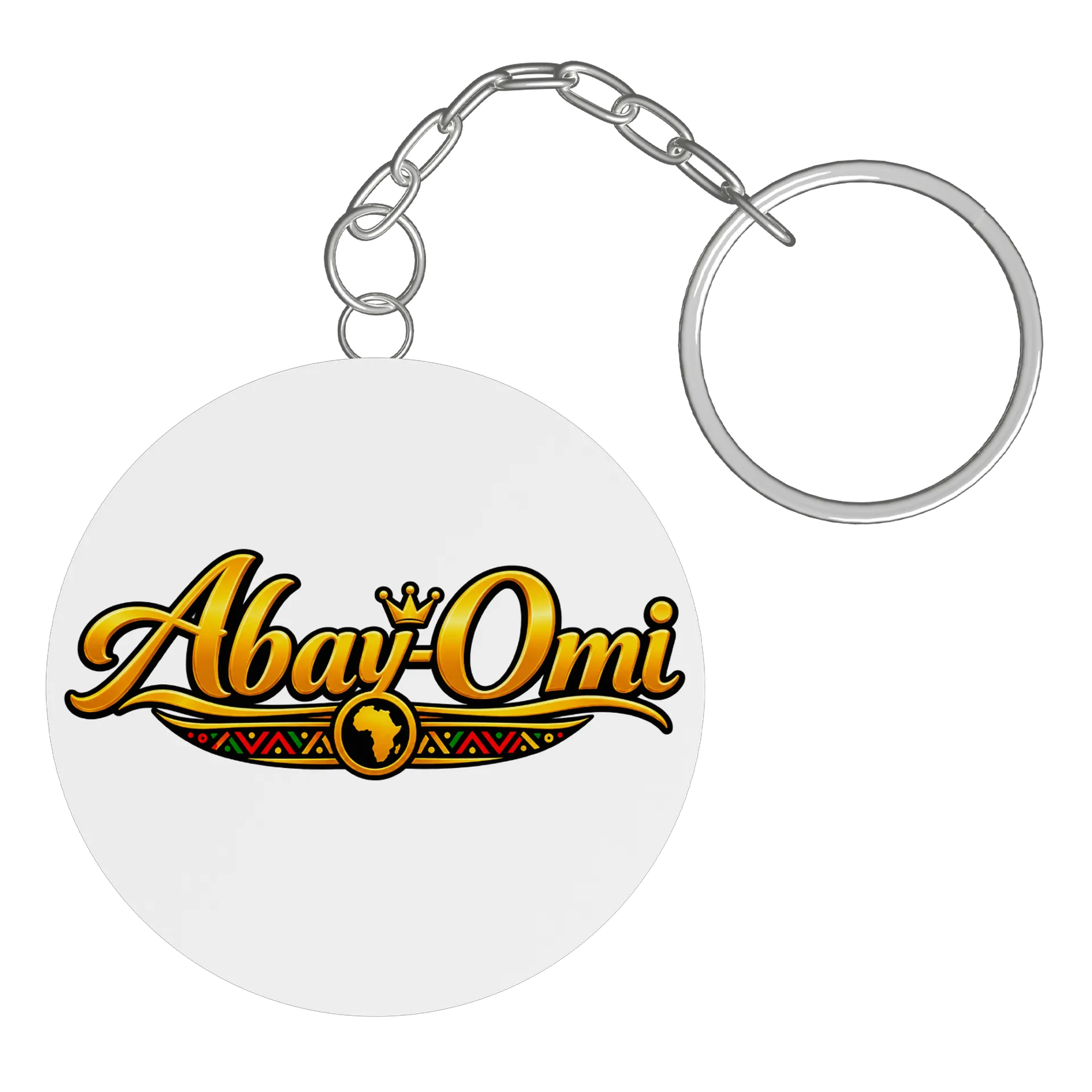 Chaveiro MDF Logo Abay-Omi Dourado com Mapa da África - Imagem 2