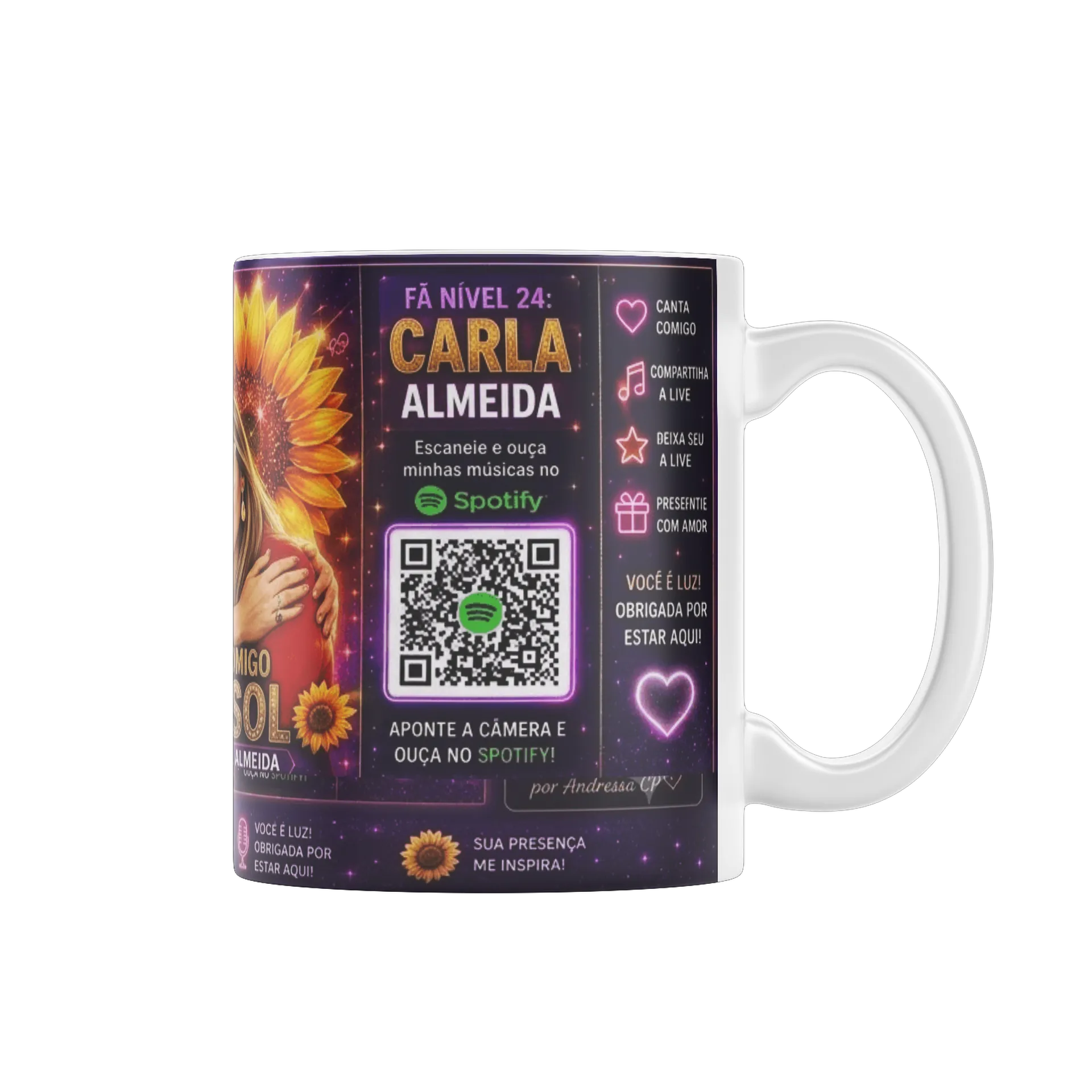 Caneca Porcelana Desistir Não Vou Palavra Girassol 325ml - Imagem 1