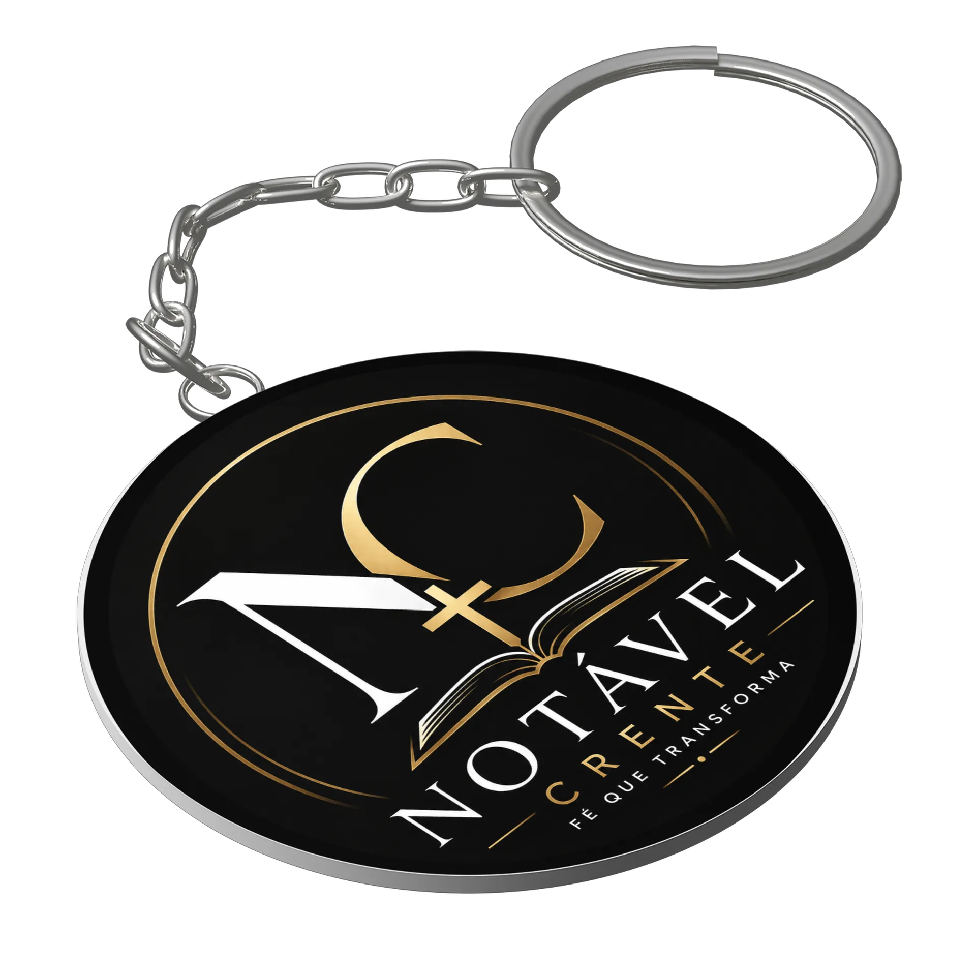 Chaveiro MDF Logotipo Notável Crente em Preto e Dourado - Imagem 1