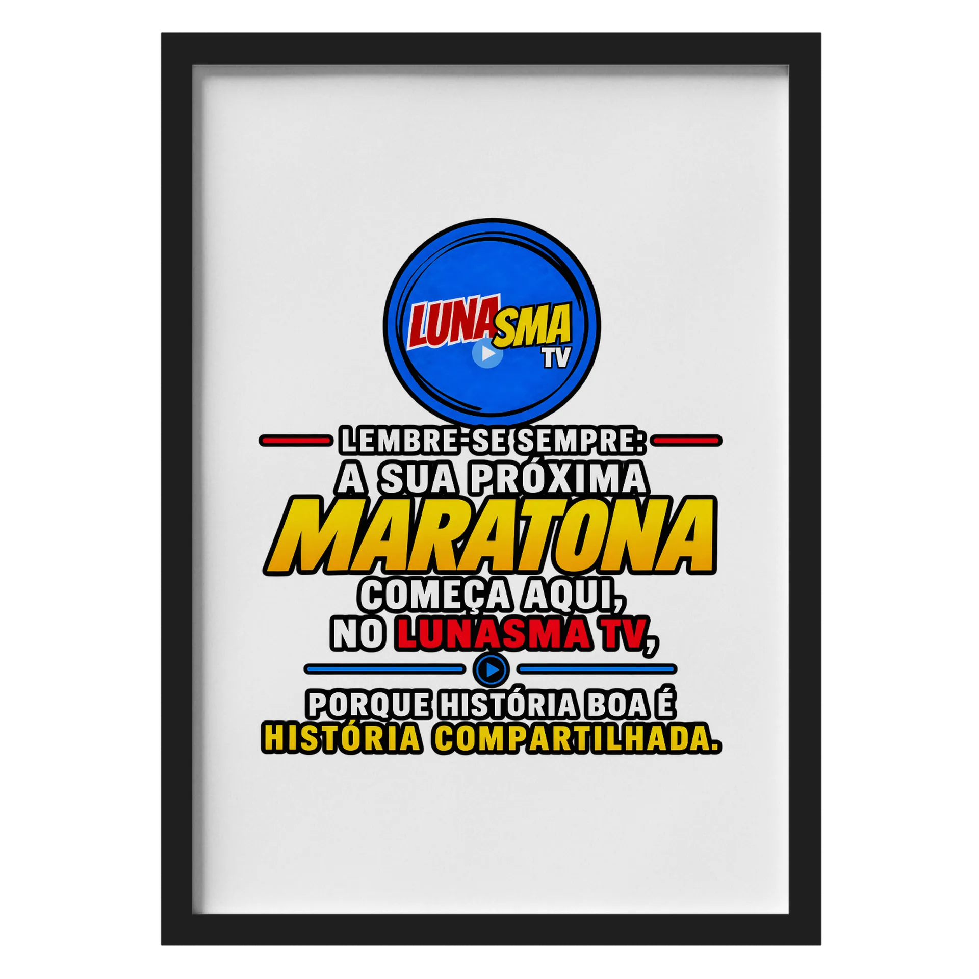 Quadro Logo Lunasma TV Estampa Tipográfica A3 Com Vidro - Imagem 1