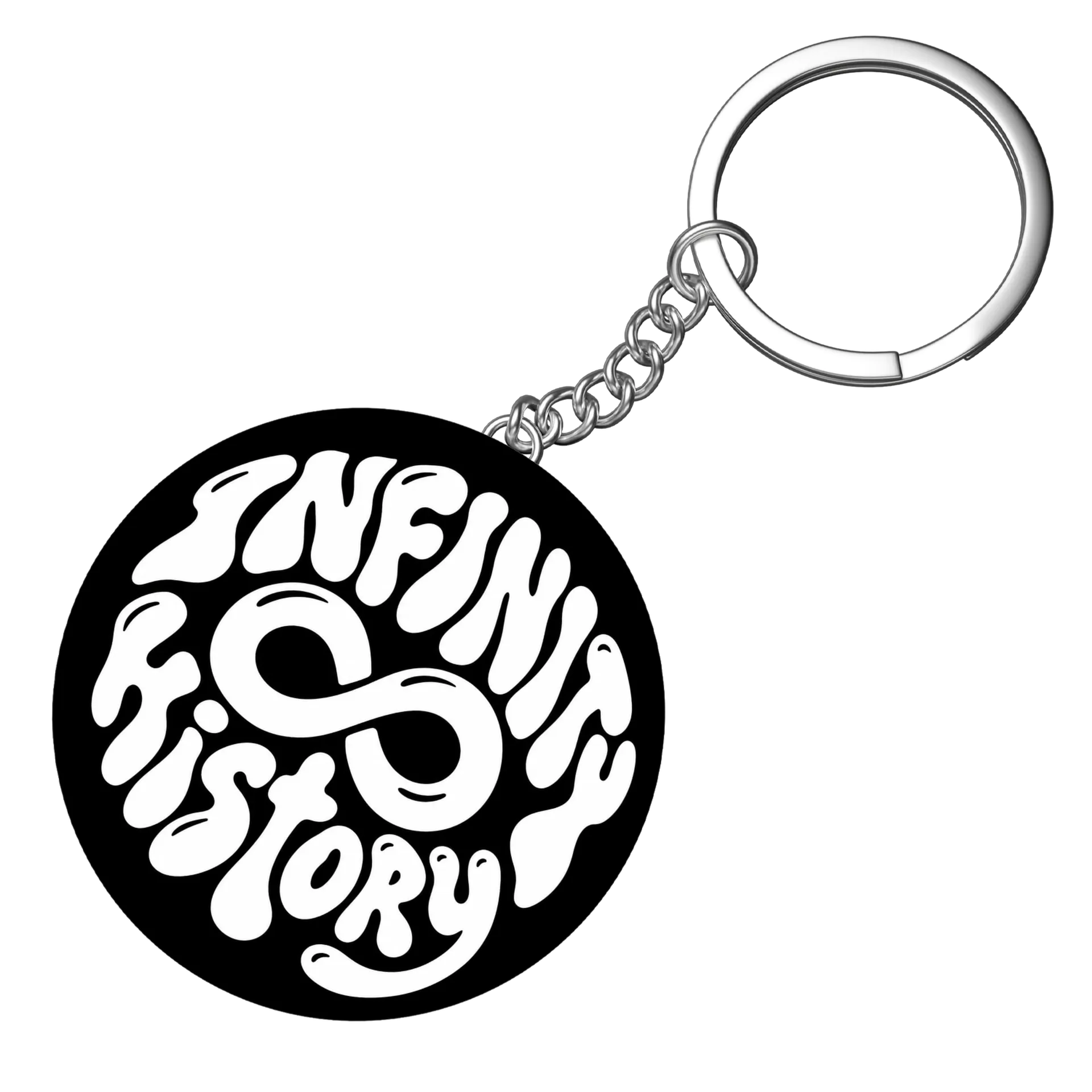 Chaveiro MDF Estampa Tipográfica Branca Infinito History de Infinity History — imagem 3 de 3