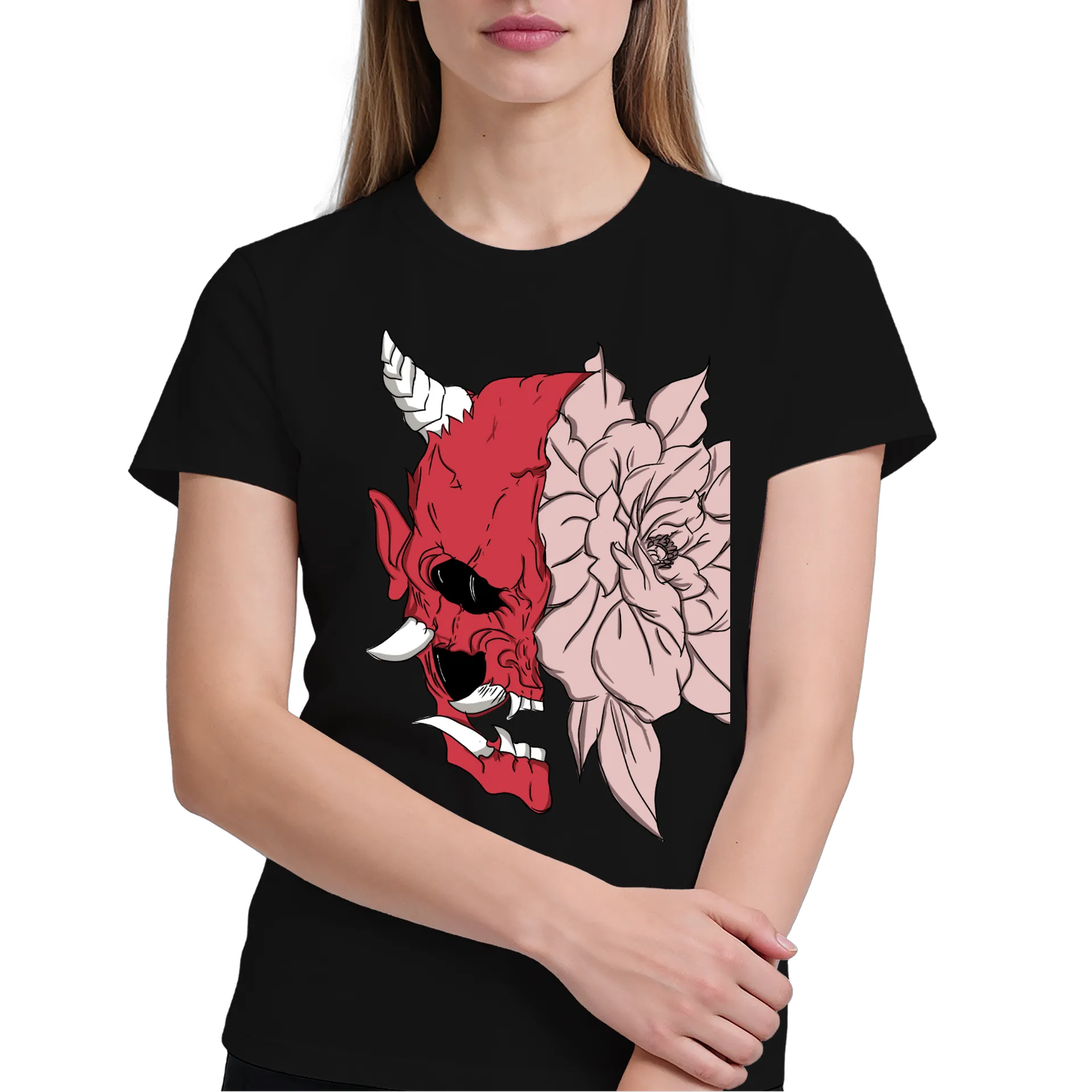 Camiseta Dragão Vermelho estampa Floral 100% Algodão - Imagem 4