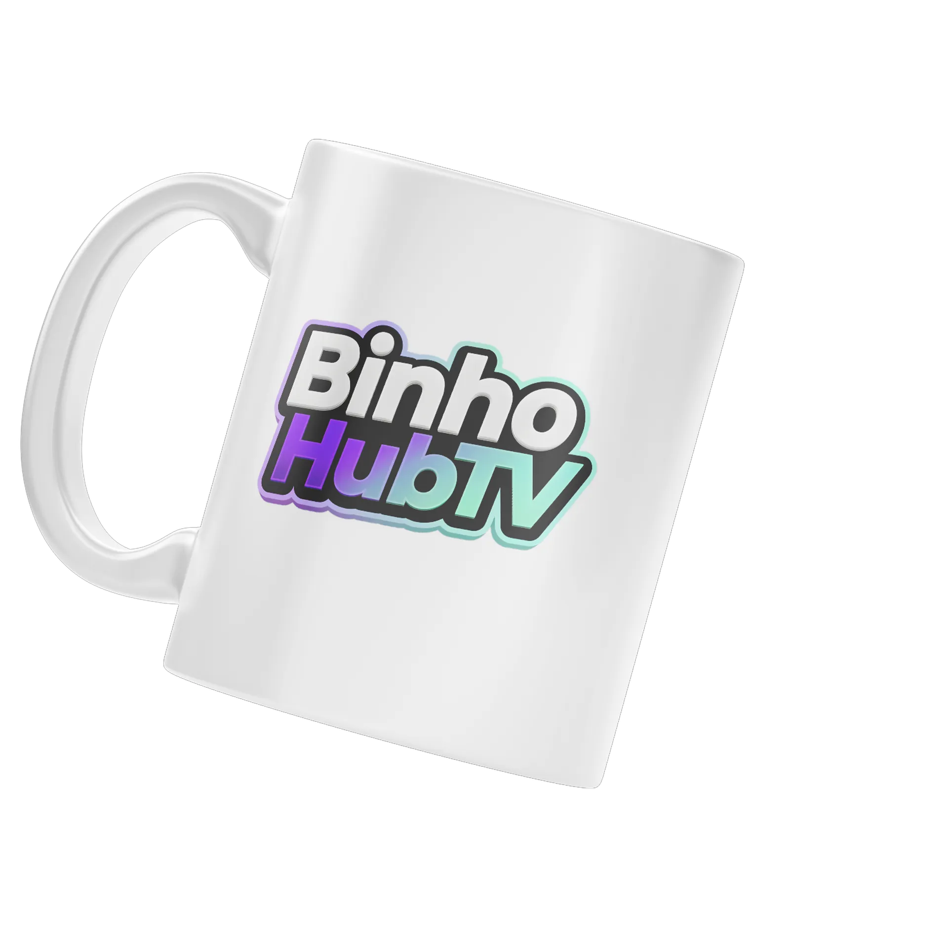 Caneca Logotipo Tipográfico Binho HubTV Colorido 325ml de Binho — imagem 3 de 4