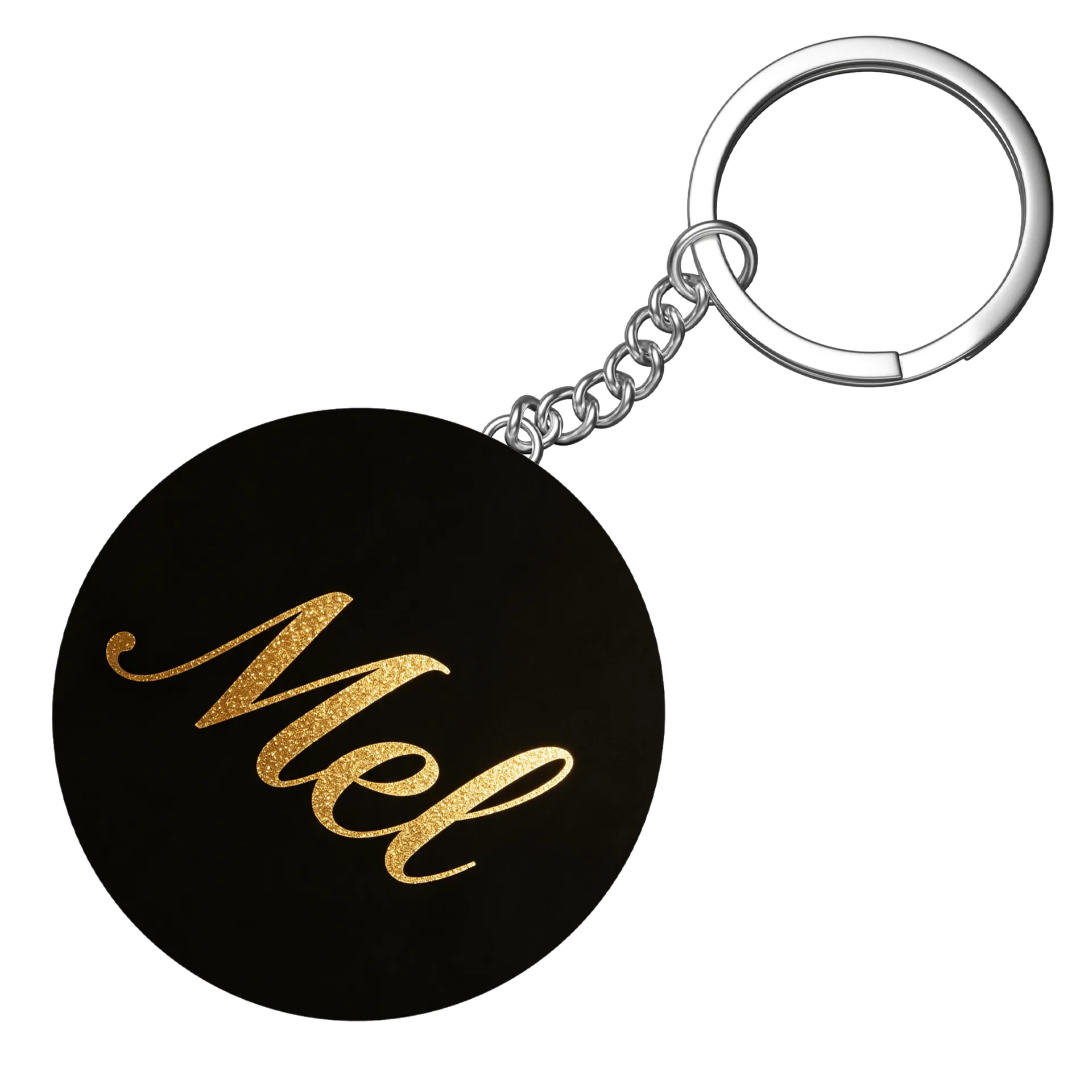 Chaveiro MDF Nome Mel Gold Glitter estampa texto - Imagem 3
