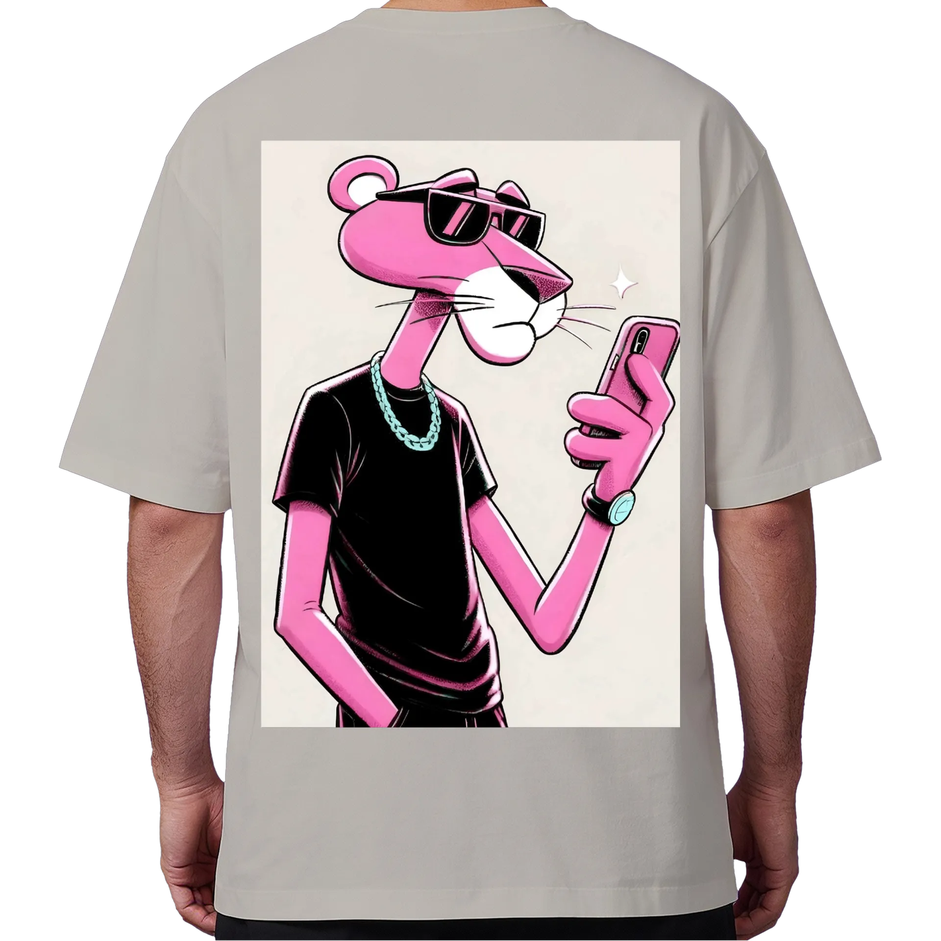 Camiseta Oversized Pantera Rosa Estampa Cartoon 100% Algodão - Imagem 6