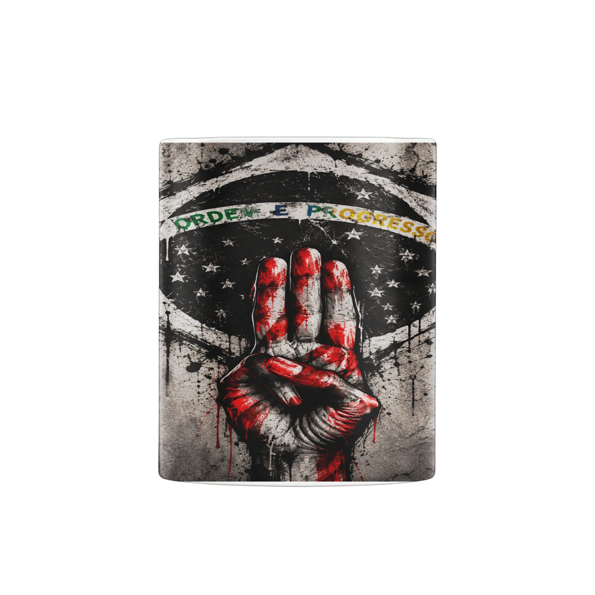 Caneca Estampa Mão e Bandeira do Brasil Grunge 325ml - Imagem 2