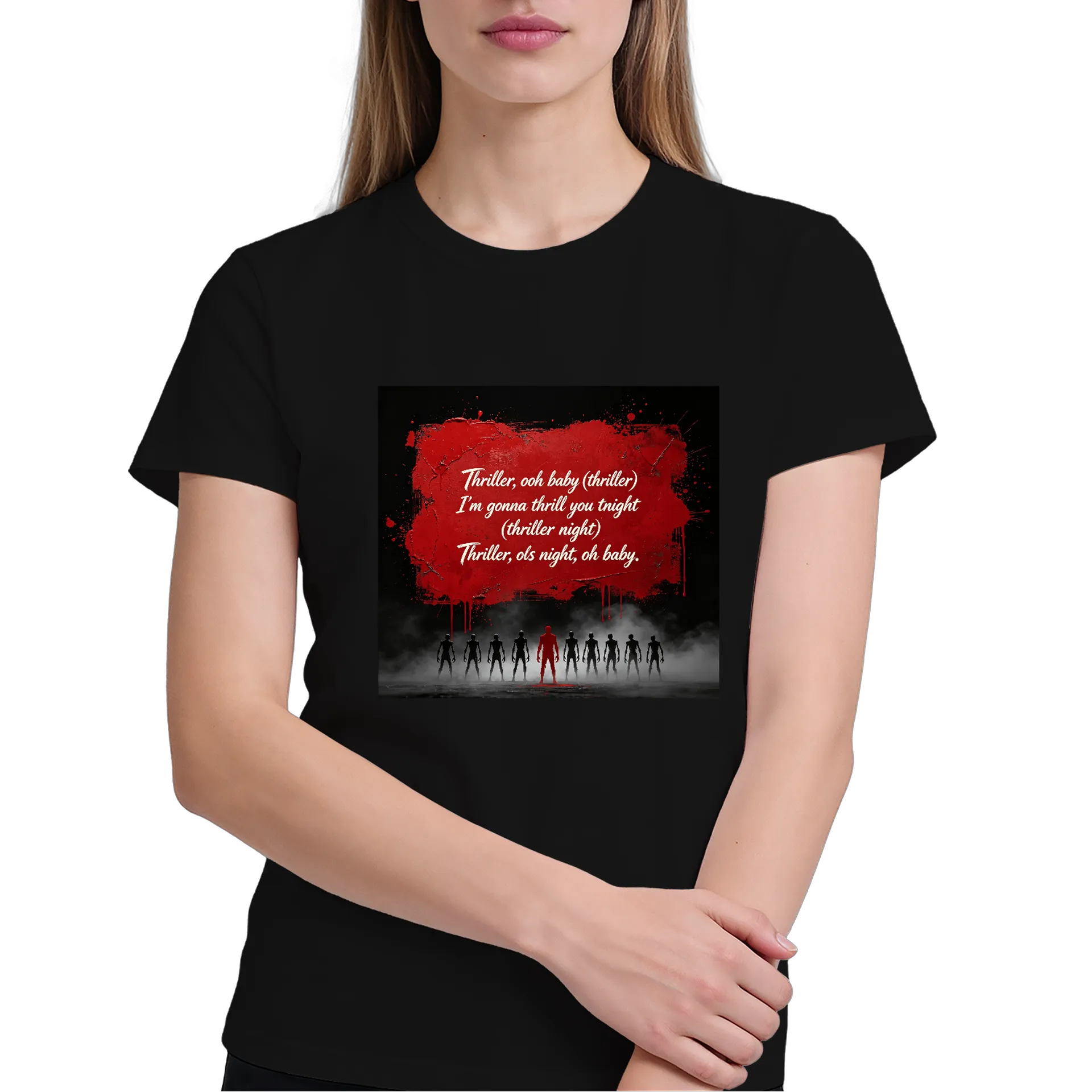 Camiseta Mensagem Terror Estampa Vermelha 100% Algodão - Imagem 3