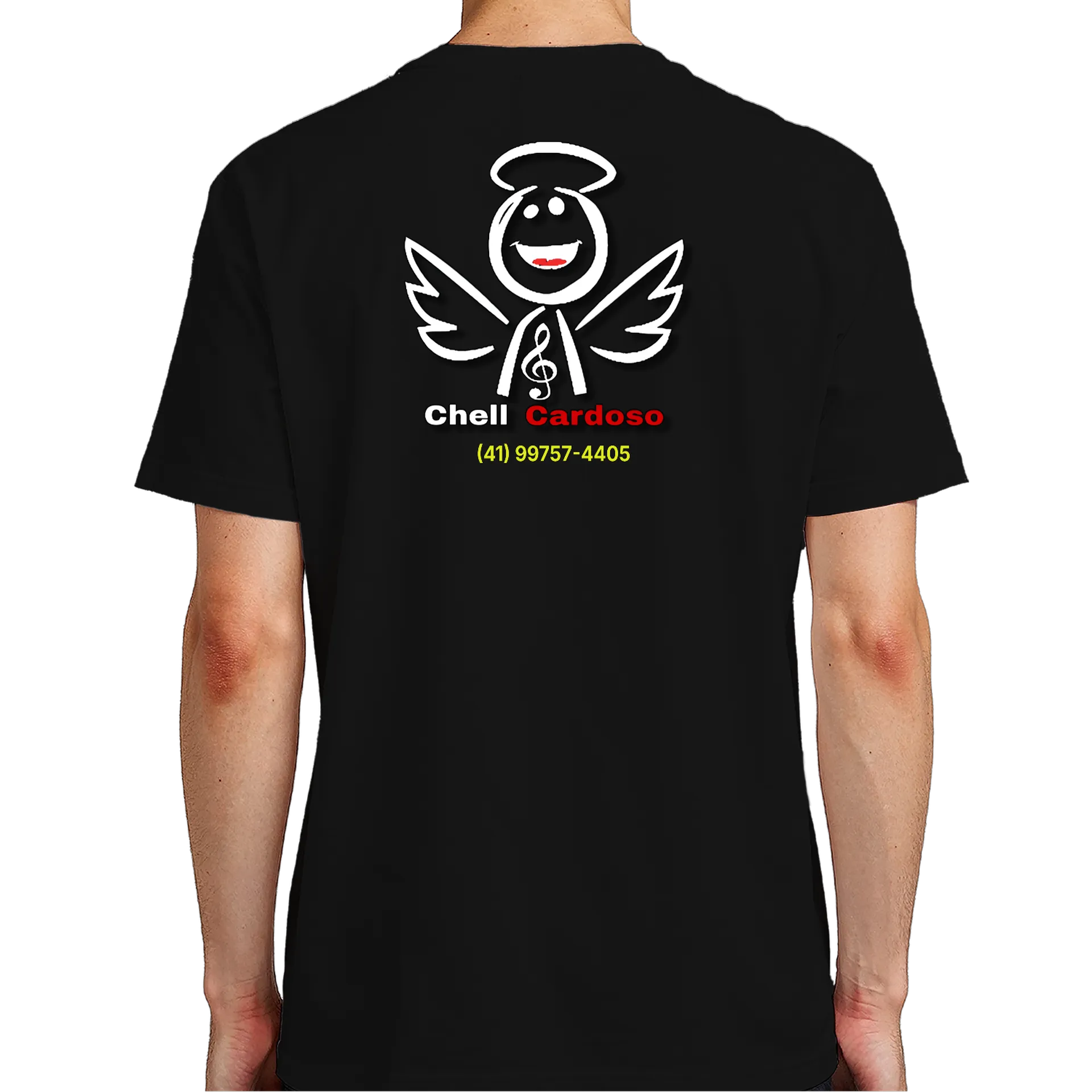 Camiseta Chell Cardoso 100% Algodão Preto - Imagem 6