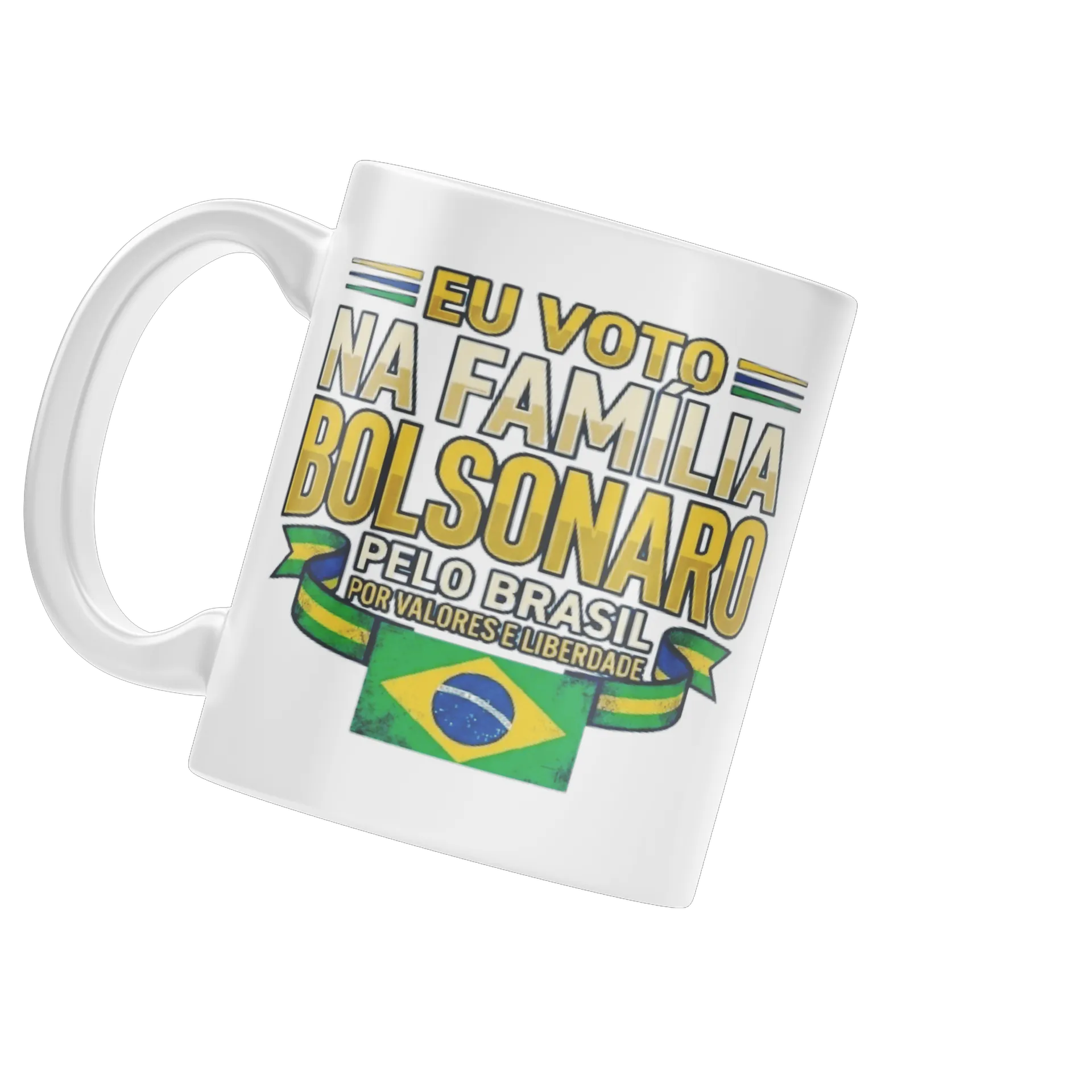 Caneca Porcelana Eu Voto na Família Bolsonaro 325ml - Imagem 3