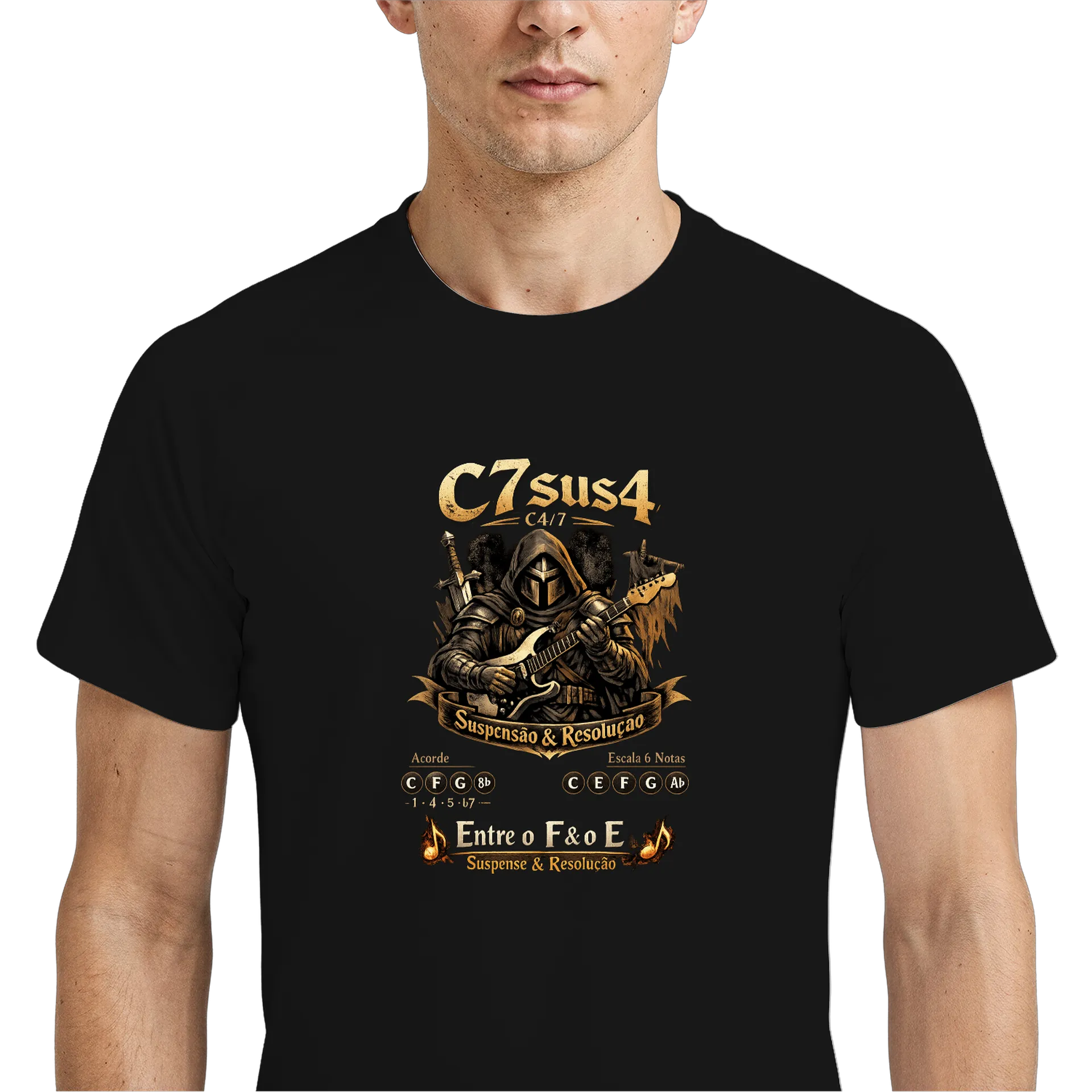 Camiseta Dry Fit Estampa Cavaleiro Guitarra Metal Seriado - Imagem 4