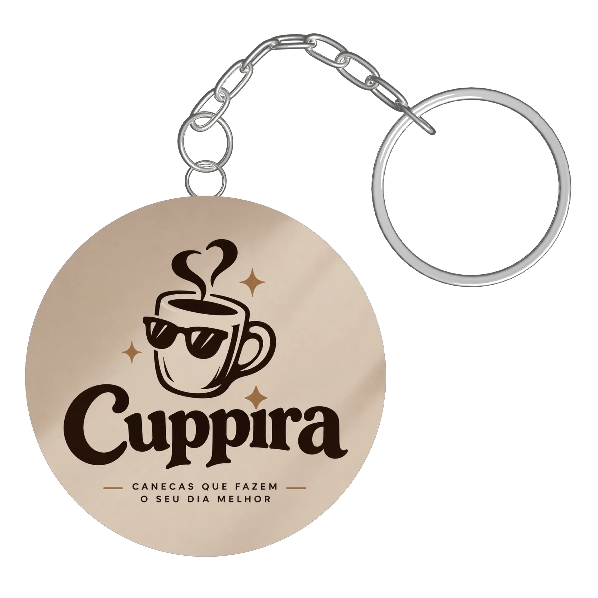 Chaveiro MDF Logotipo CupPira Caneca com Óculos Escuros de Cuppira — imagem 2 de 3