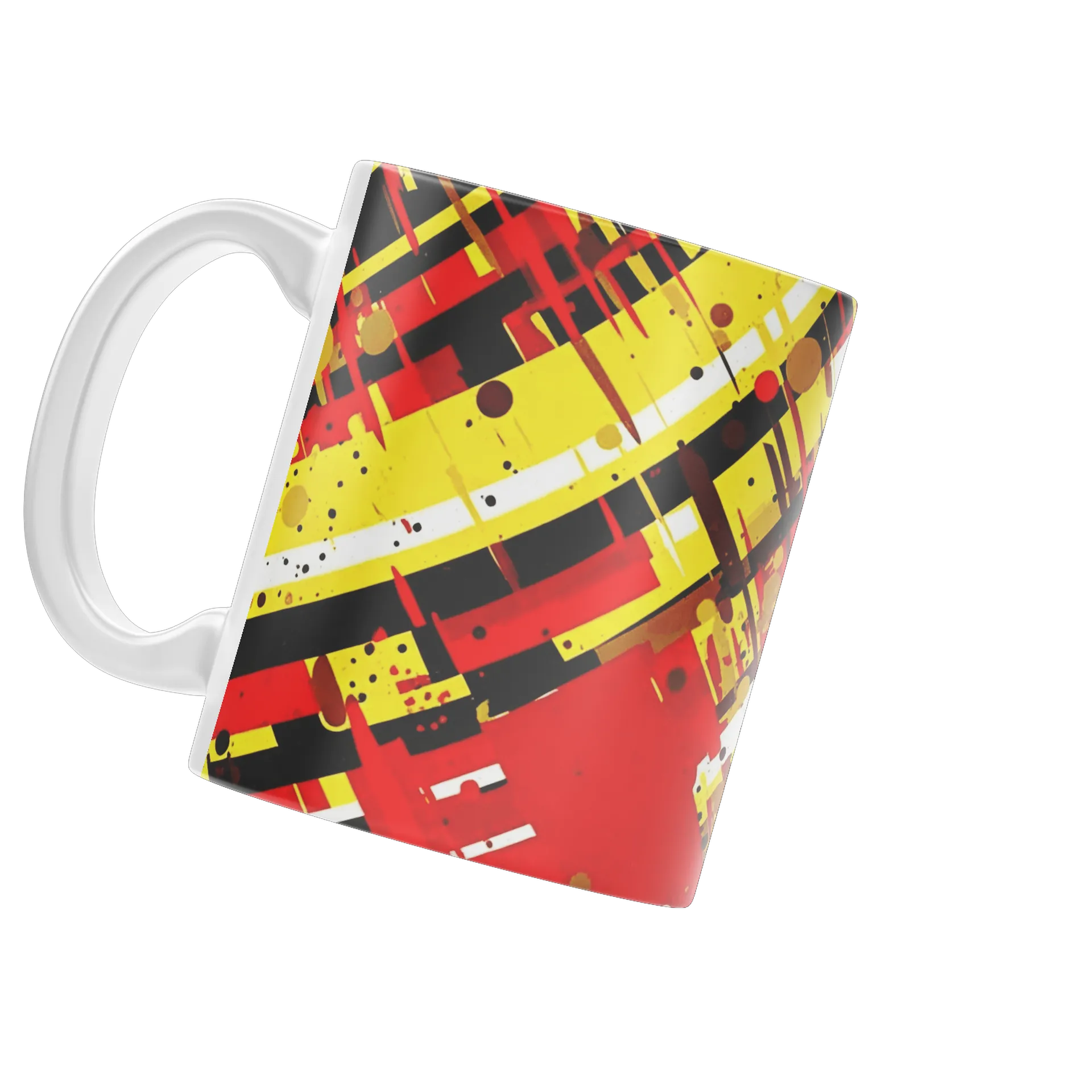 Caneca Porcelana Abstrato Vermelho Amarelo 325ml - Imagem 3