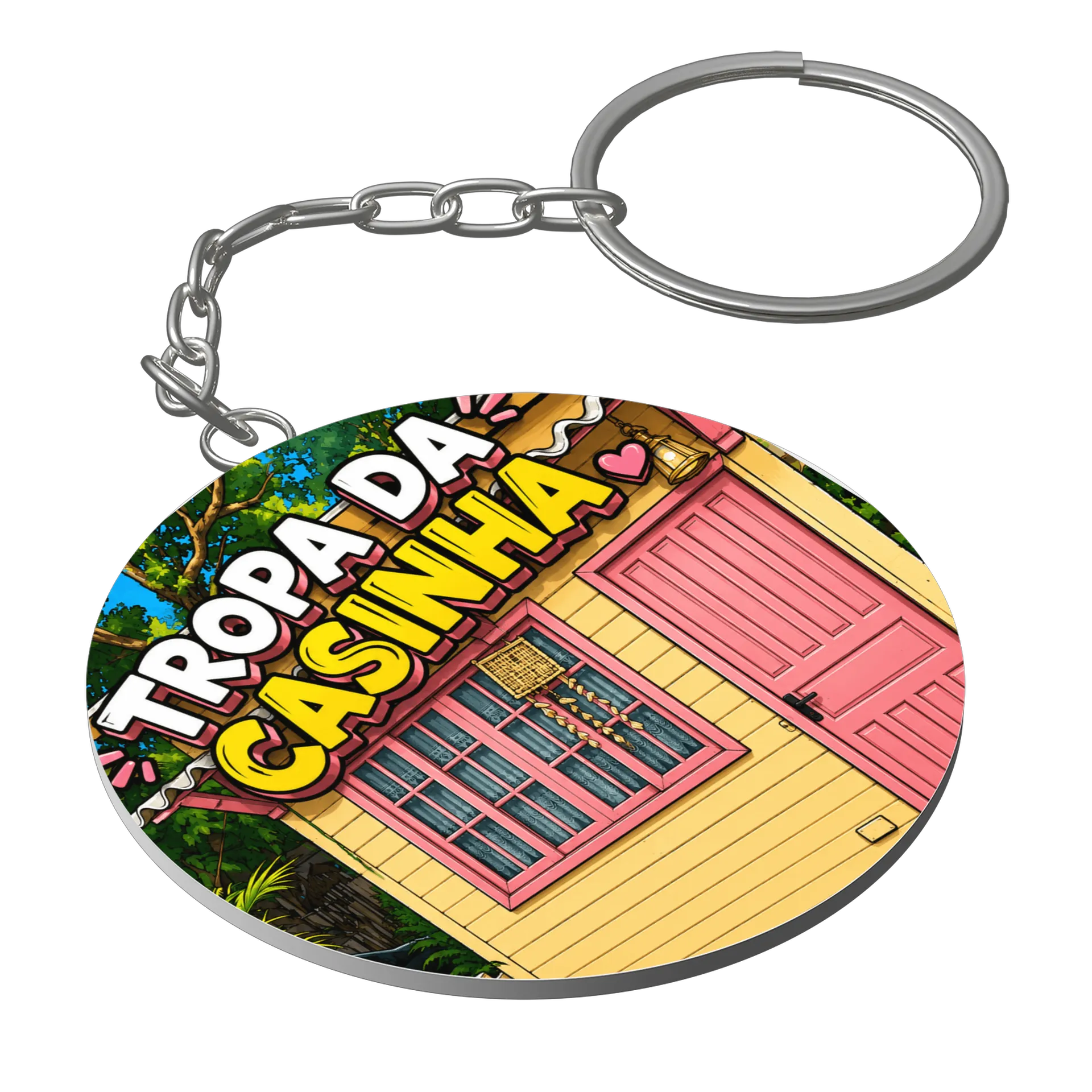 Chaveiro MDF Tropa da Casinha 5x5cm de Chiquinha 